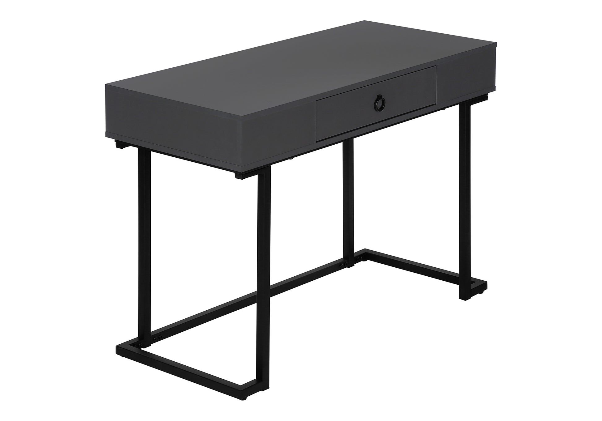Computer Desk 42"L White with Black Metal Legs-Computer Desk-DECOROLALA