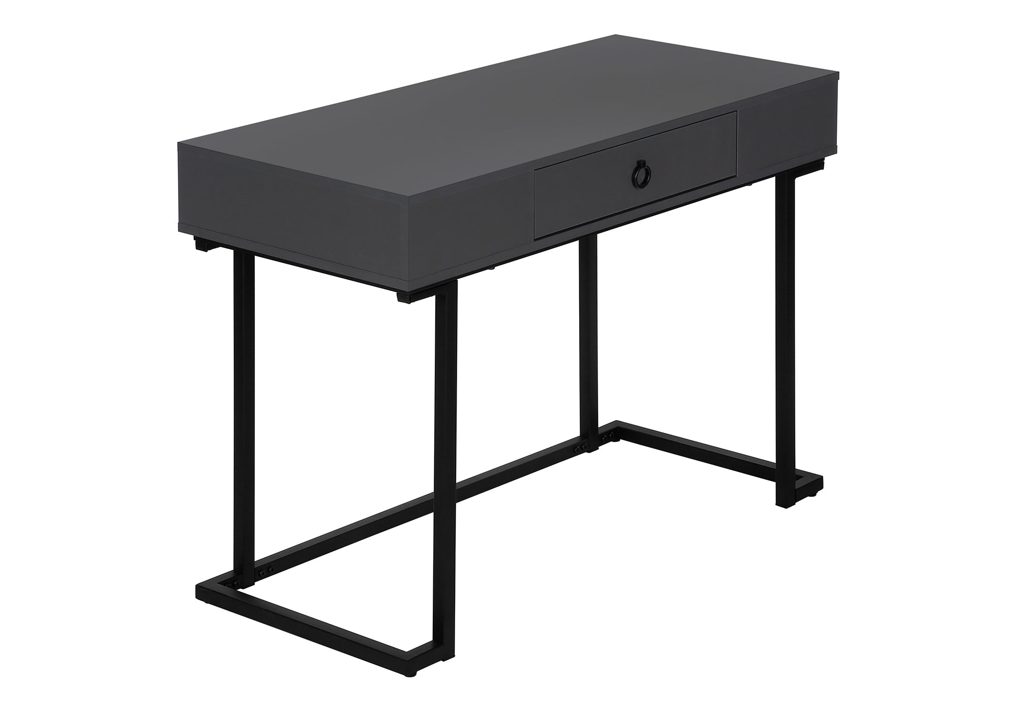 Computer Desk 42"L White with Black Metal Legs-Computer Desk-DECOROLALA