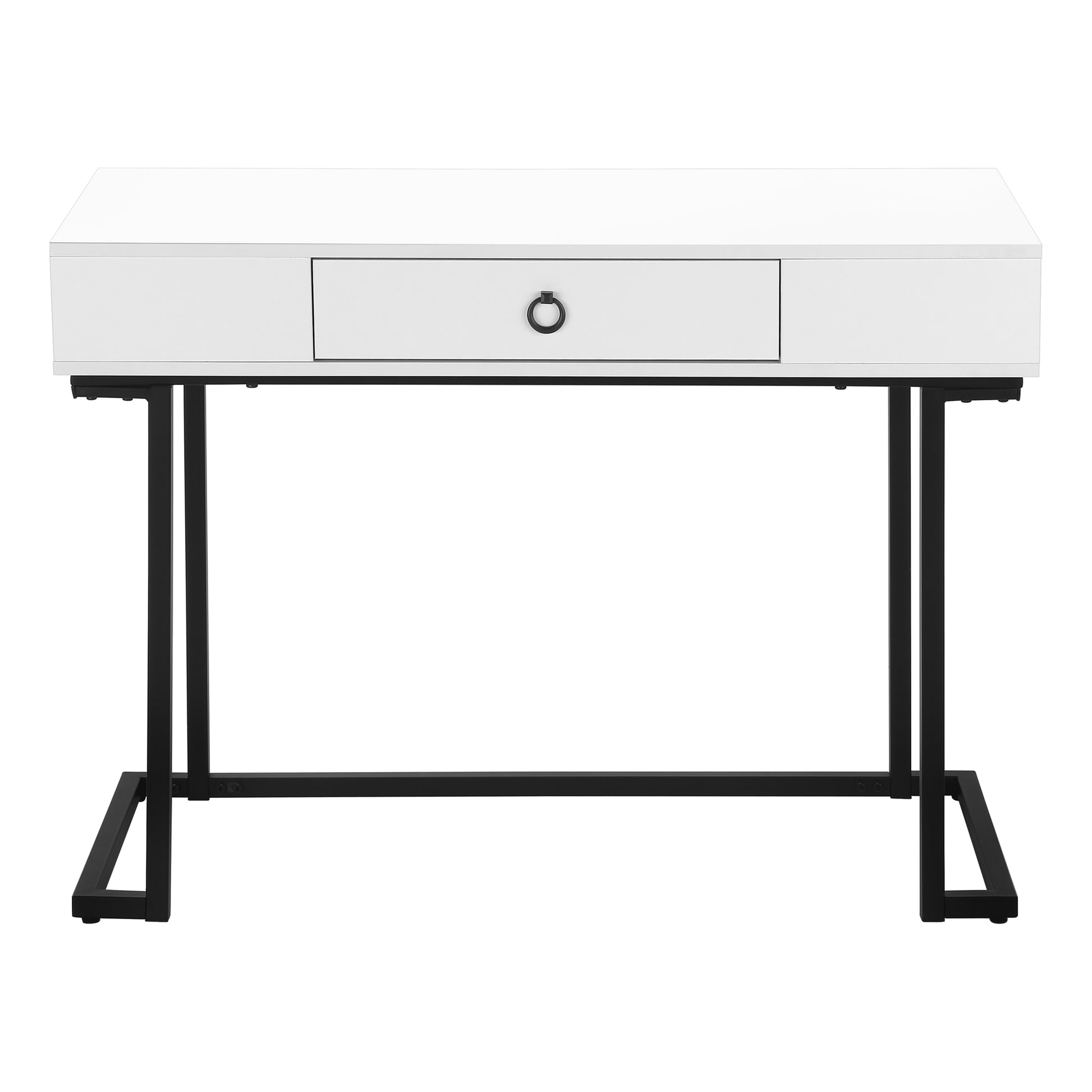 Computer Desk 42"L White with Black Metal Legs-Computer Desk-DECOROLALA