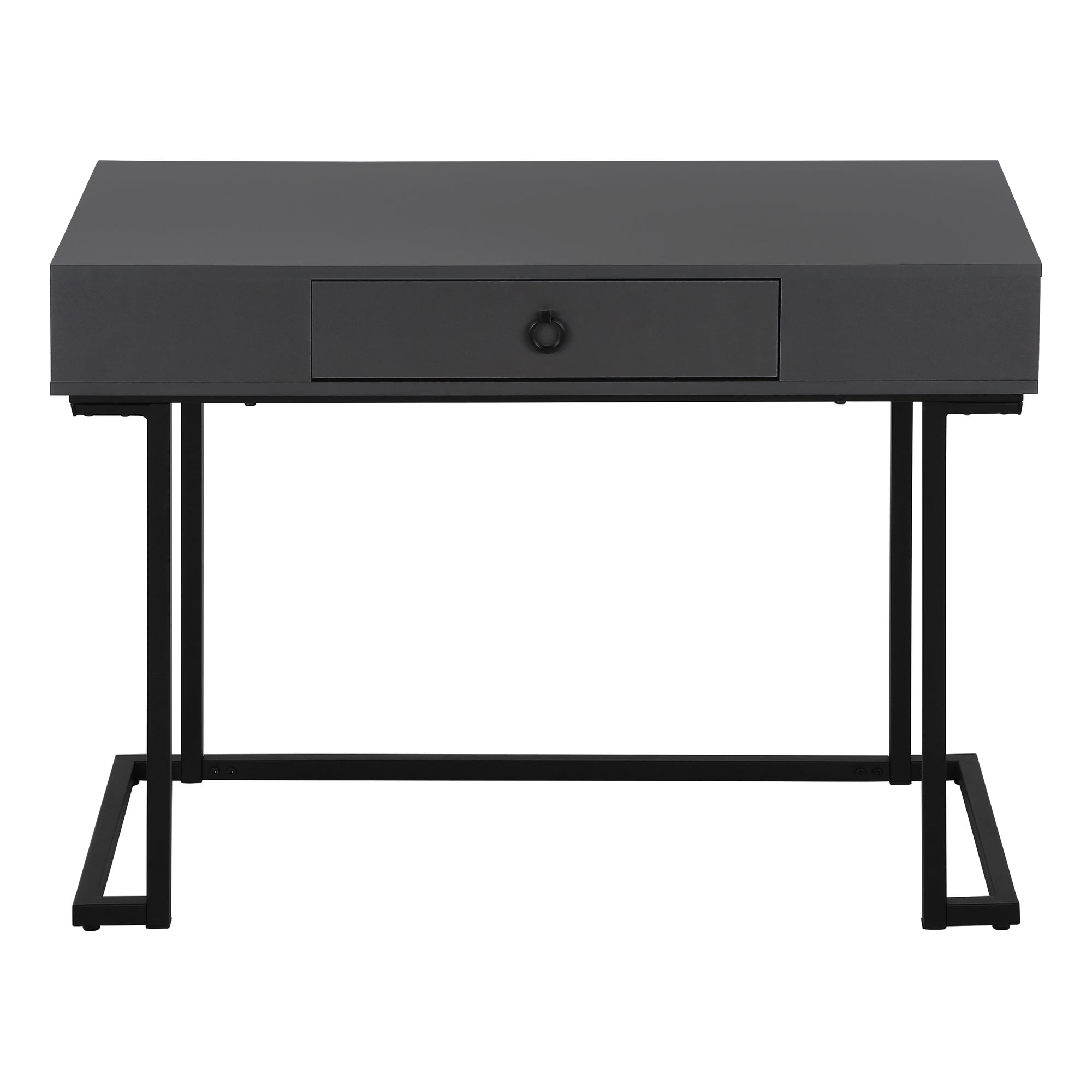 Computer Desk 42"L White with Black Metal Legs-Computer Desk-DECOROLALA