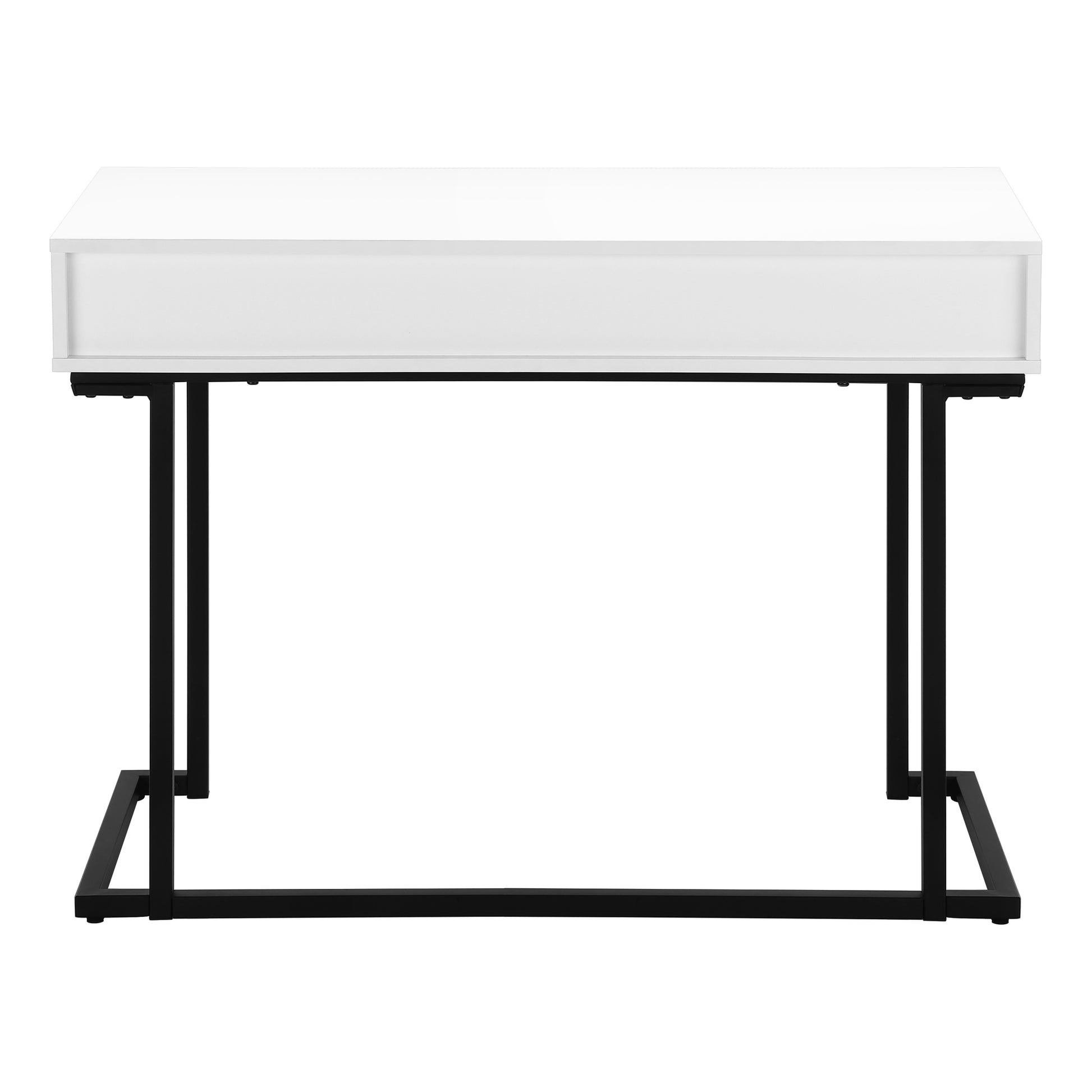 Computer Desk 42"L White with Black Metal Legs-Computer Desk-DECOROLALA