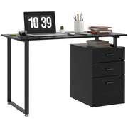 Computer Desk 47" Black with Storage Drawers-DECOROLALA