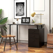 Computer Desk 47" Black with Storage Drawers-DECOROLALA