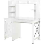 Computer Desk 47" Farmhouse White Storage Shelves-DECOROLALA