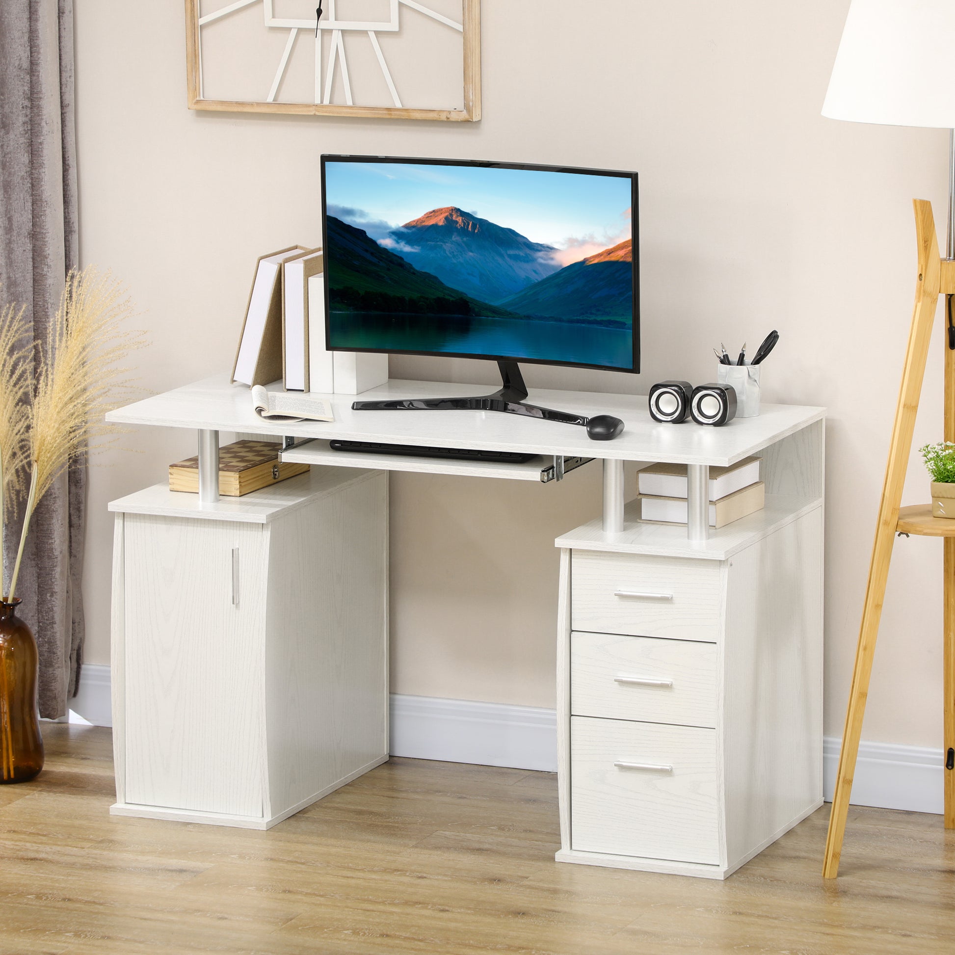 Computer Desk 47" White Keyboard Tray-DECOROLALA