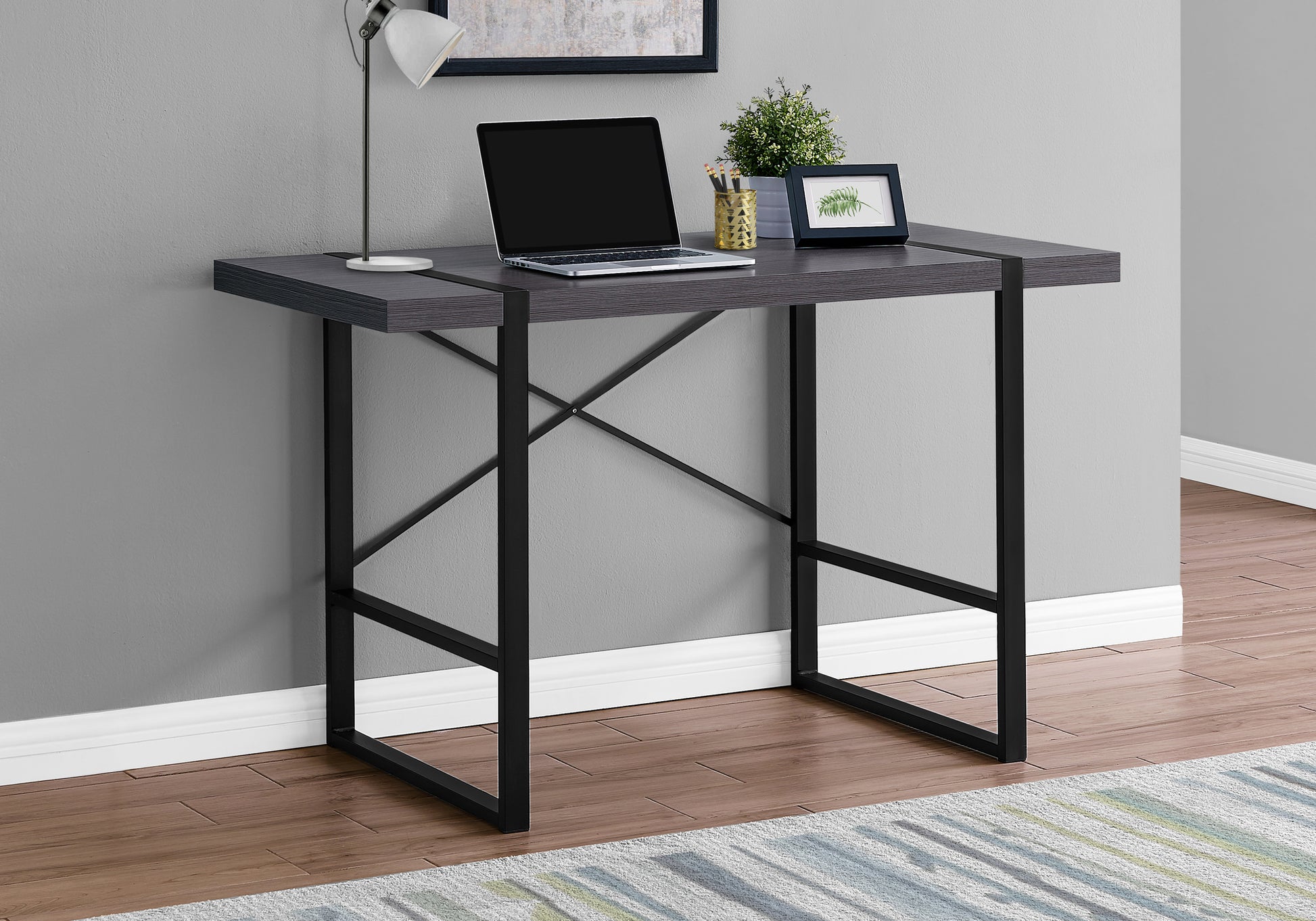Computer Desk 48" Dark Taupe Industrial Metal-Computer Desk-DECOROLALA