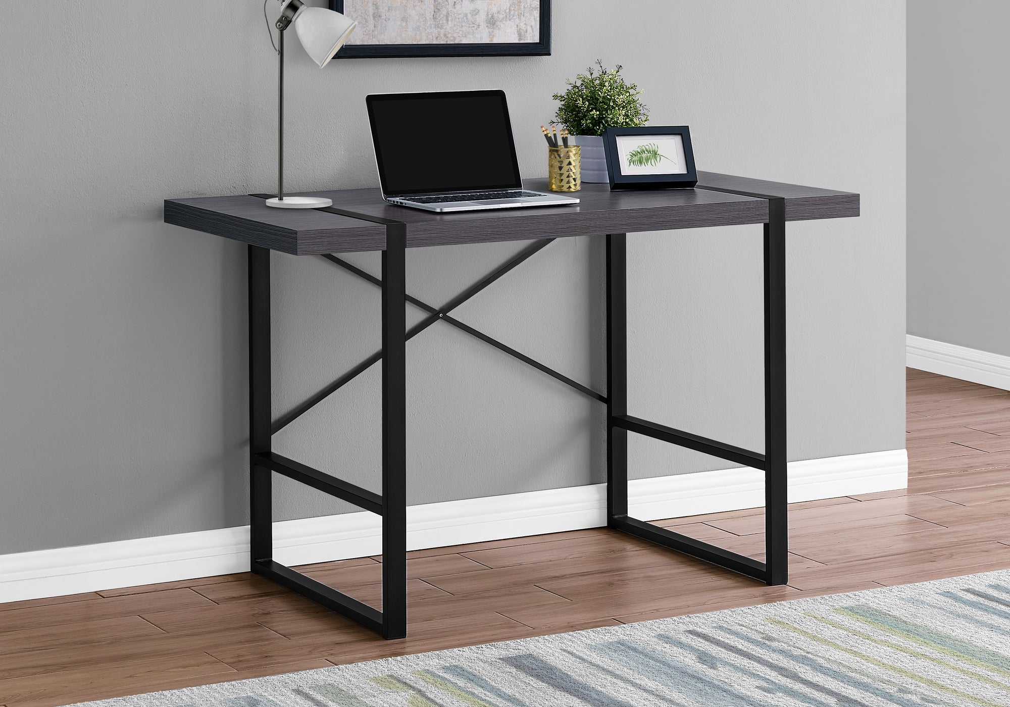 Computer Desk 48" Dark Taupe Industrial Metal-Computer Desk-DECOROLALA