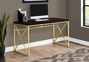 Computer Desk 48" Espresso with Gold Metal Base-Computer Desk-DECOROLALA