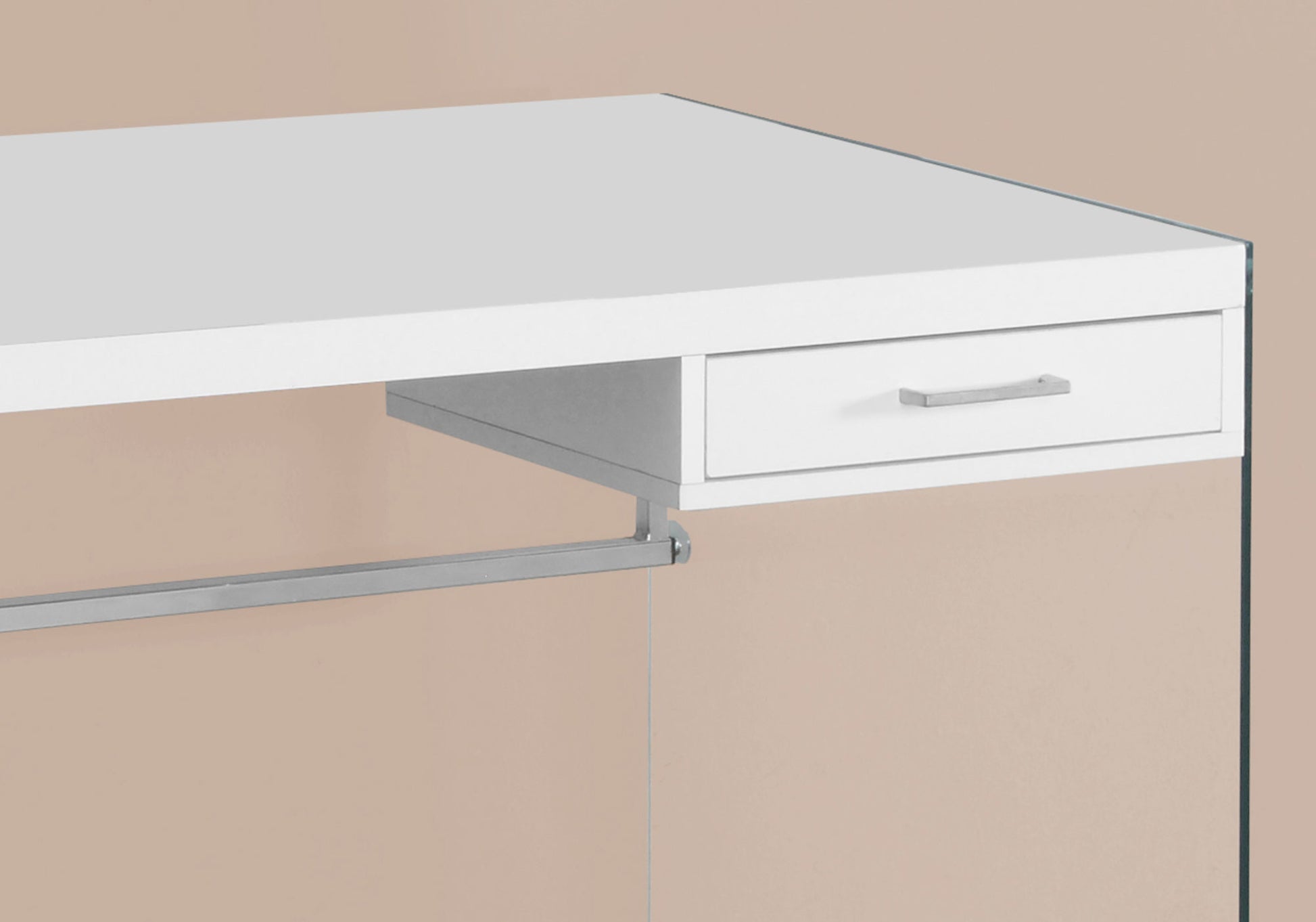 Computer Desk 48" Glossy White Tempered Glass-Office Chair-DECOROLALA