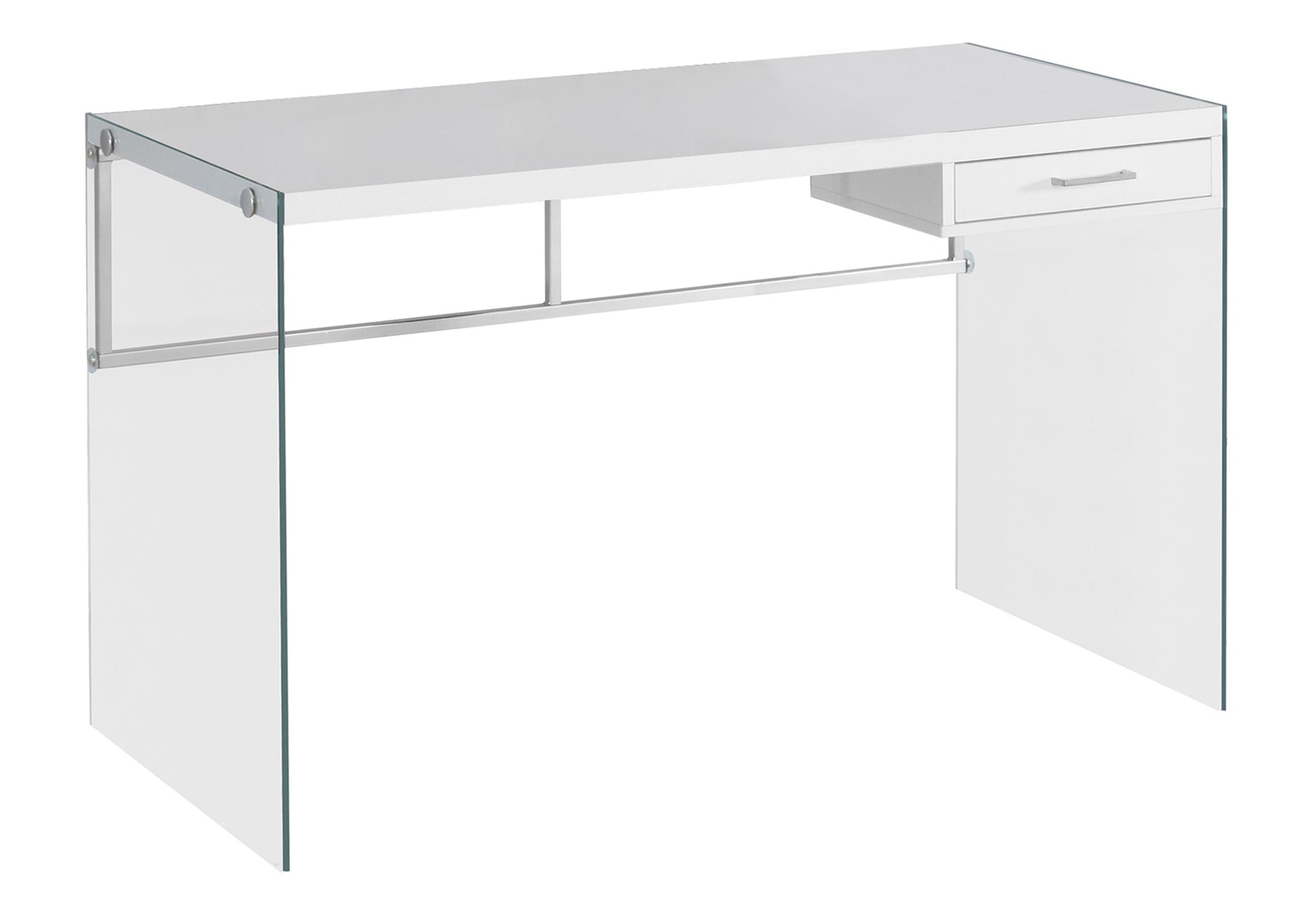 Computer Desk 48" Glossy White Tempered Glass-Office Chair-DECOROLALA