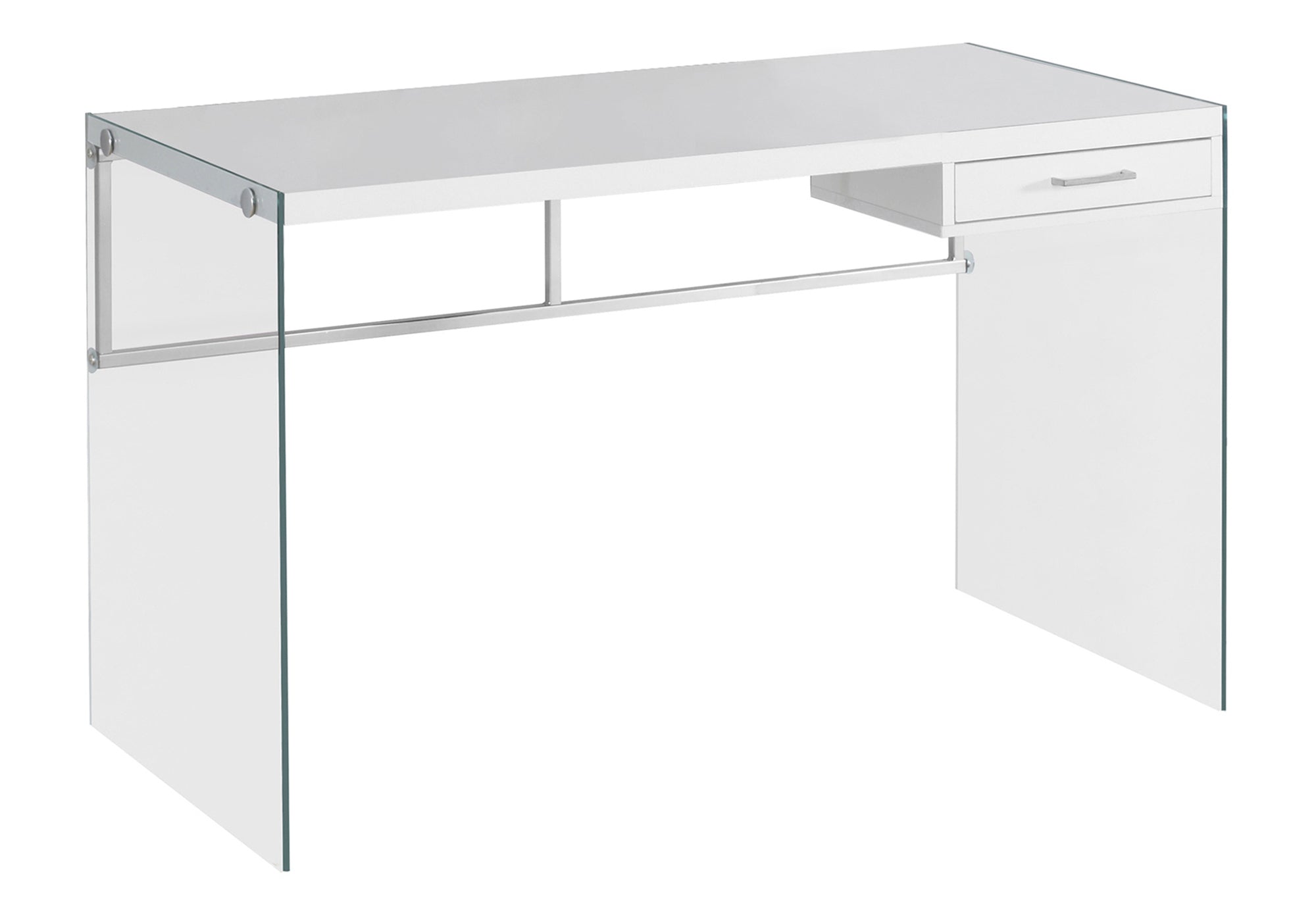 Computer Desk 48" Glossy White Tempered Glass-Office Chair-DECOROLALA