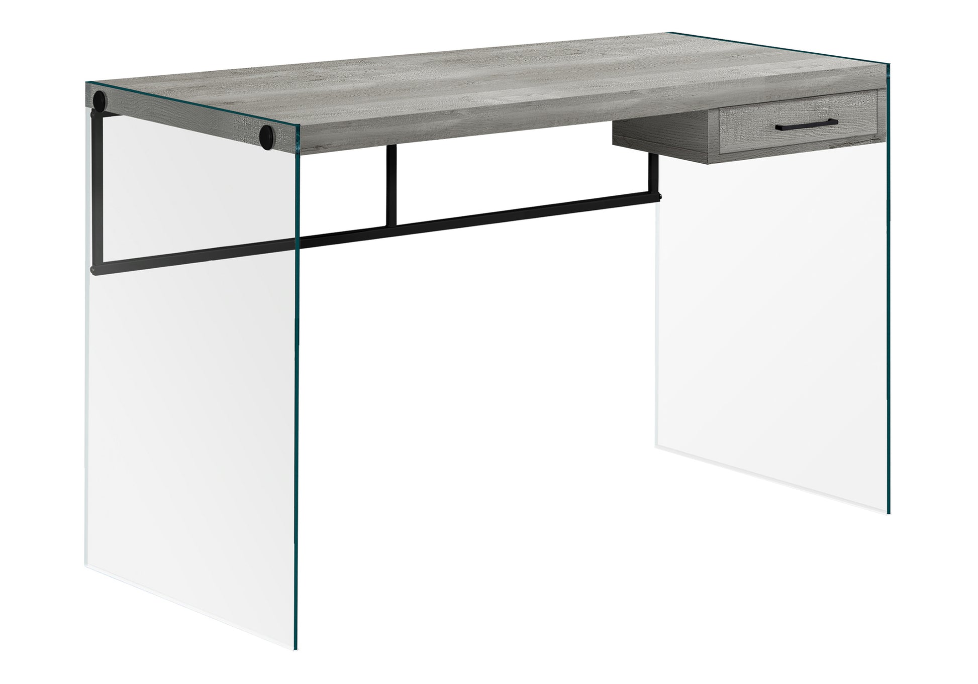 Computer Desk 48" Glossy White Tempered Glass-Office Chair-DECOROLALA