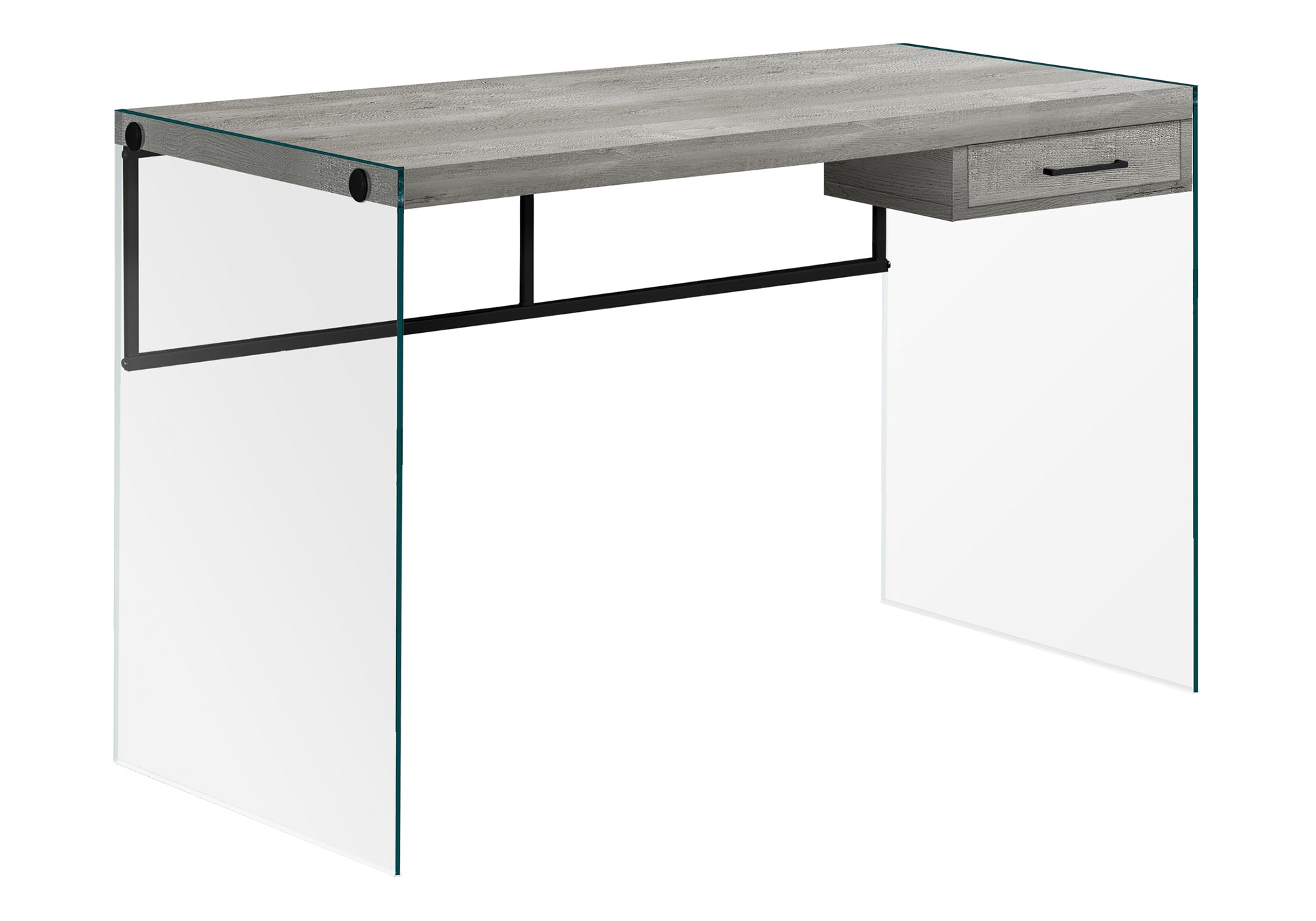 Computer Desk 48" Glossy White Tempered Glass-Office Chair-DECOROLALA