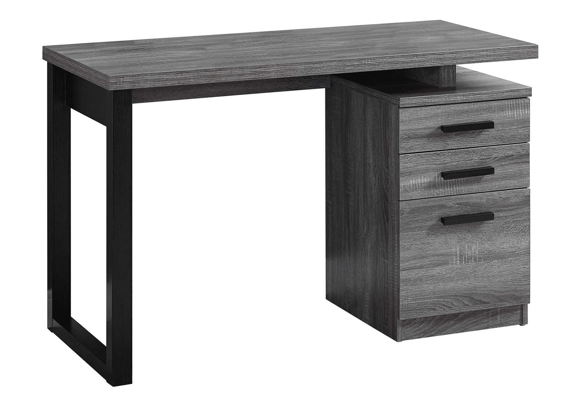 Computer Desk 48" Grey-Black L/R Facing-Bookshelf-DECOROLALA