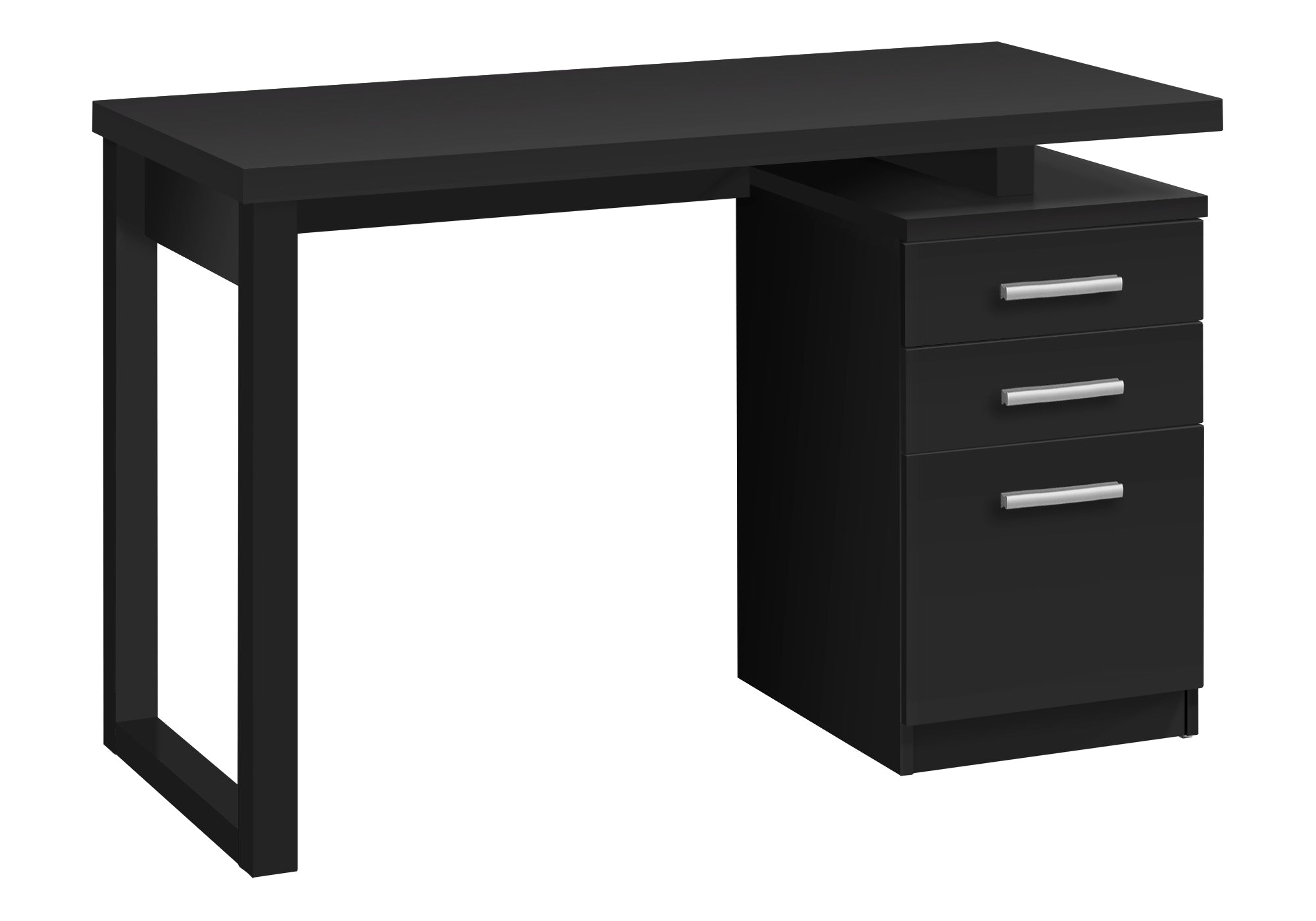 Computer Desk 48" Grey-Black L/R Facing-Bookshelf-DECOROLALA
