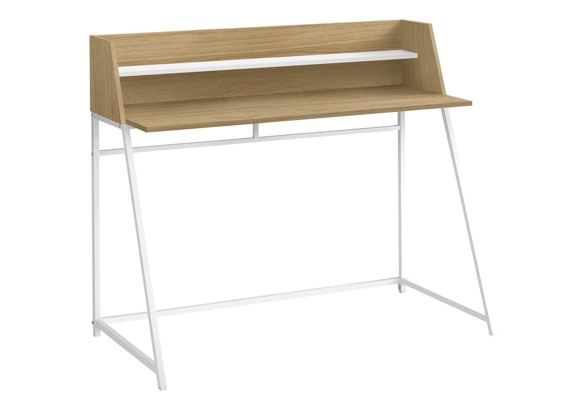 Computer Desk 48" Natural Wood with White Hutch-Computer Desk-DECOROLALA