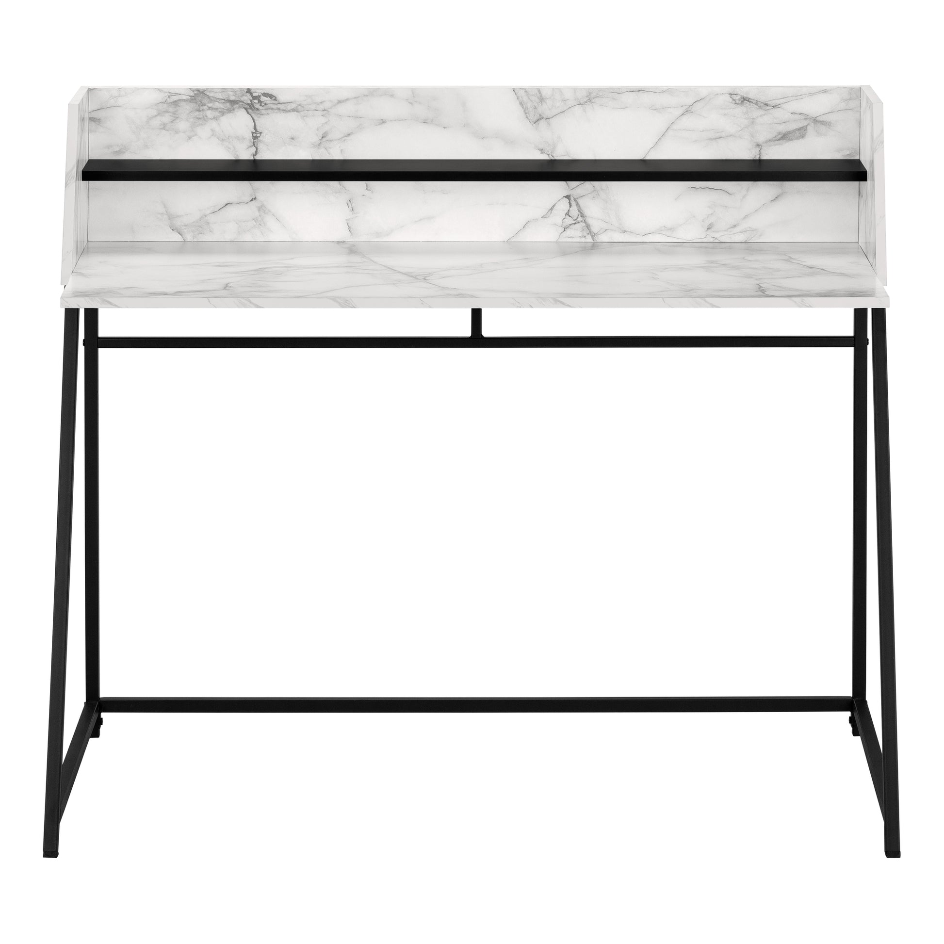 Computer Desk 48" Natural Wood with White Hutch-Computer Desk-DECOROLALA