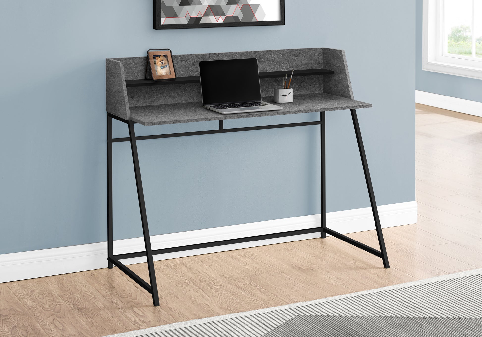 Computer Desk 48" Natural Wood with White Hutch-Computer Desk-DECOROLALA