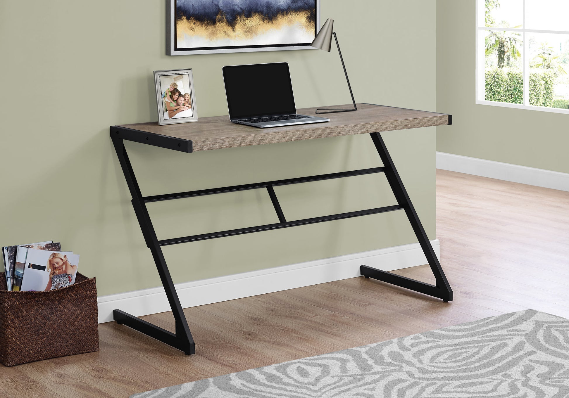 Computer Desk 48" White with Silver Metal Base-Computer Desk-DECOROLALA