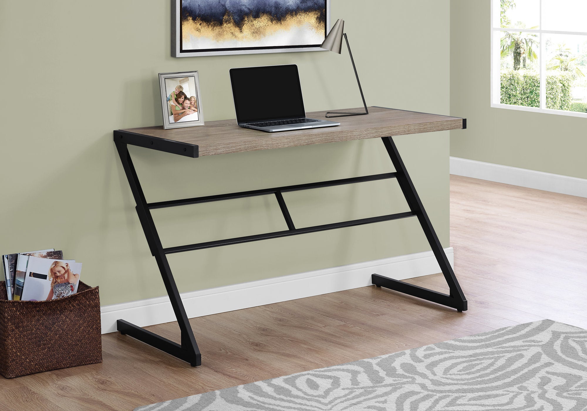 Computer Desk 48" White with Silver Metal Base-Computer Desk-DECOROLALA