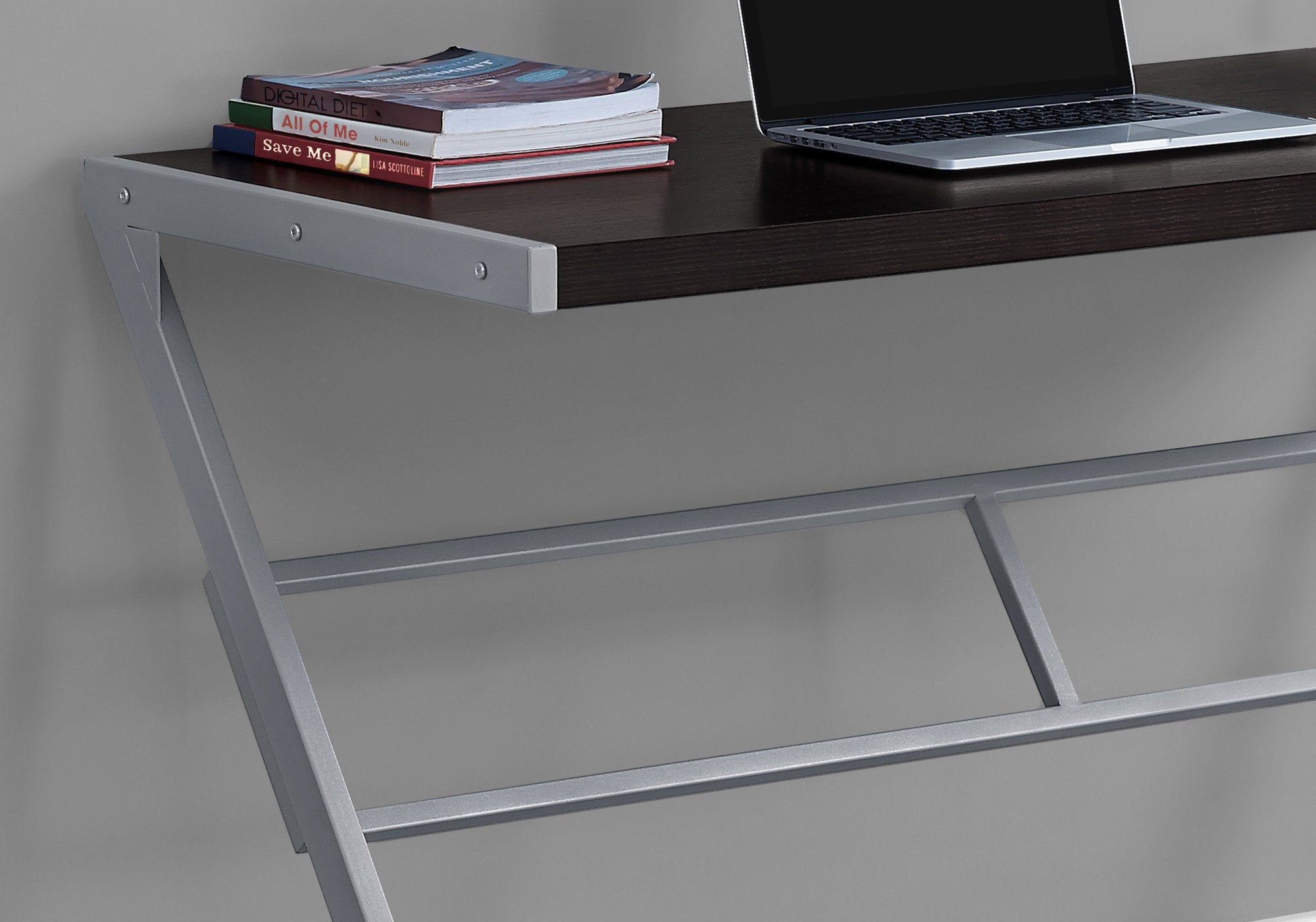Computer Desk 48" White with Silver Metal Base-Computer Desk-DECOROLALA