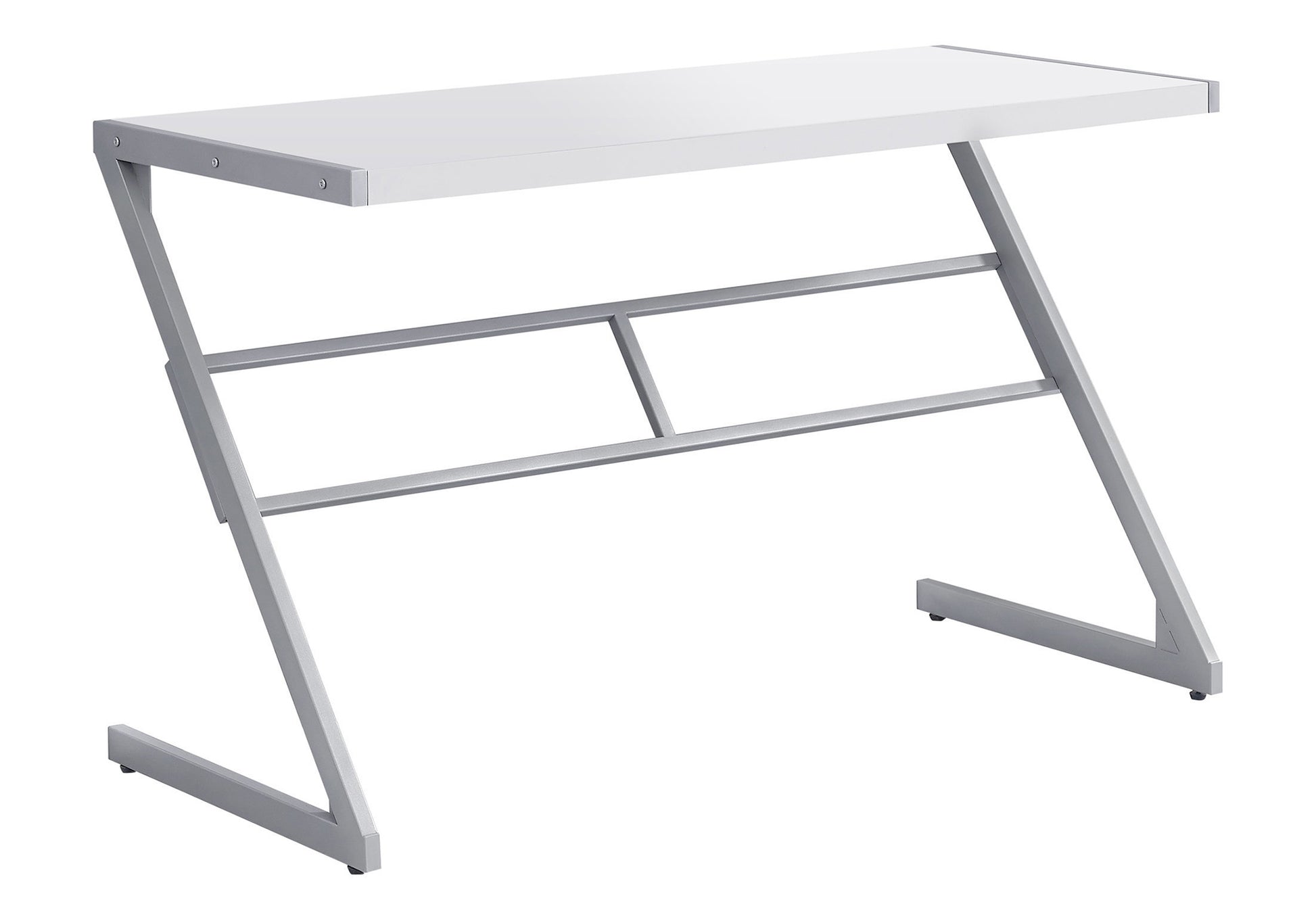 Computer Desk 48" White with Silver Metal Base-Computer Desk-DECOROLALA