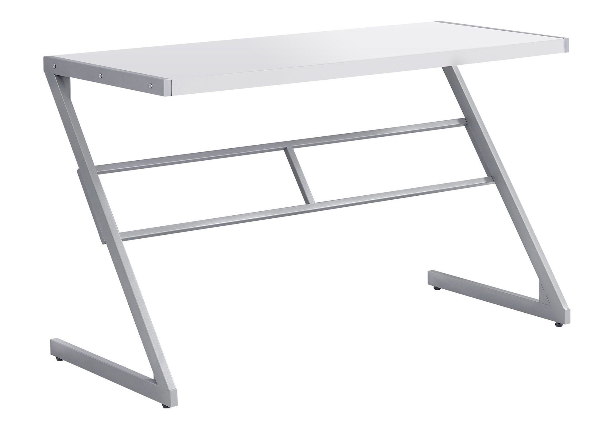 Computer Desk 48" White with Silver Metal Base-Computer Desk-DECOROLALA