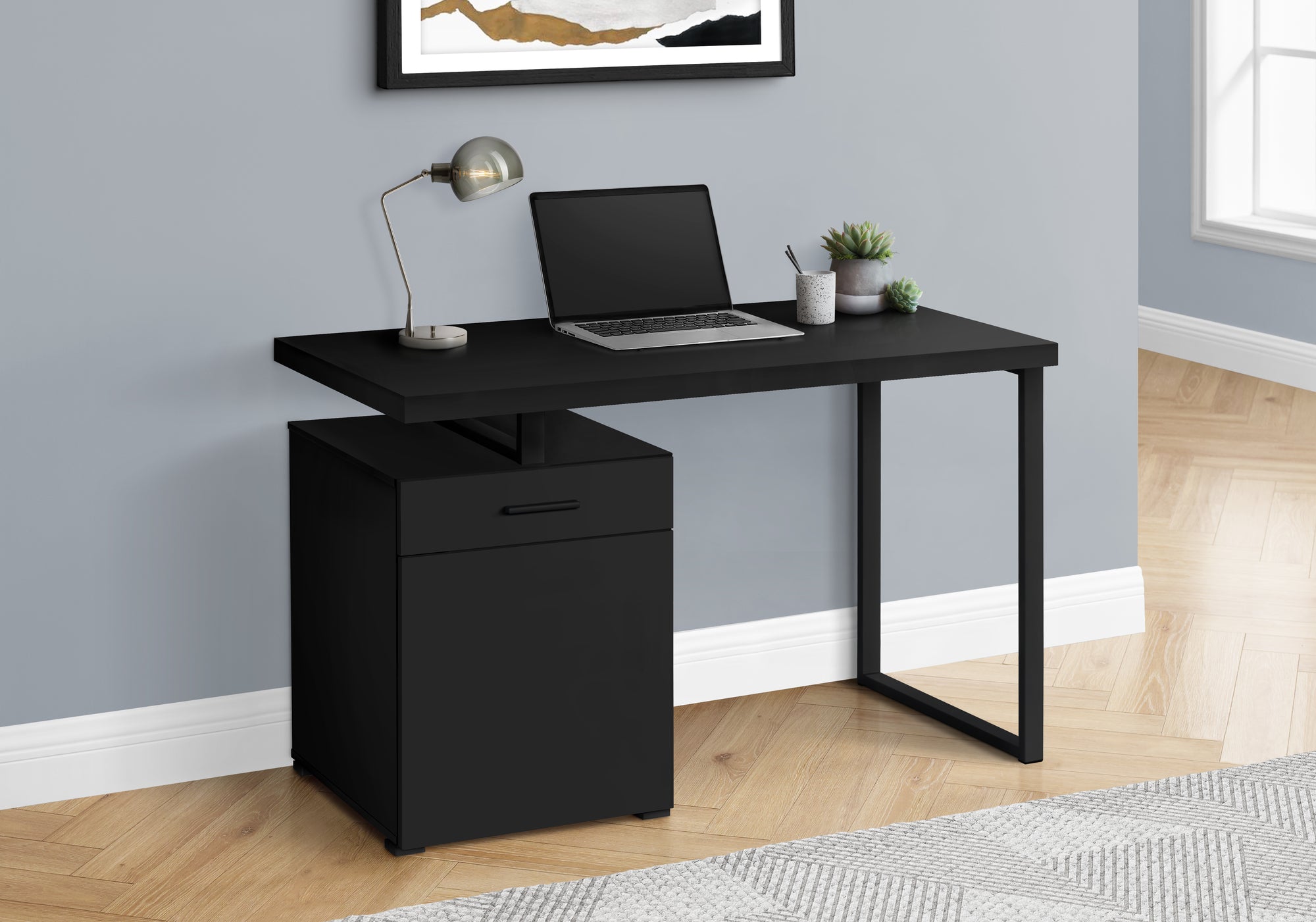 Computer Desk 48" White with Storage Drawer-Computer Desk-DECOROLALA
