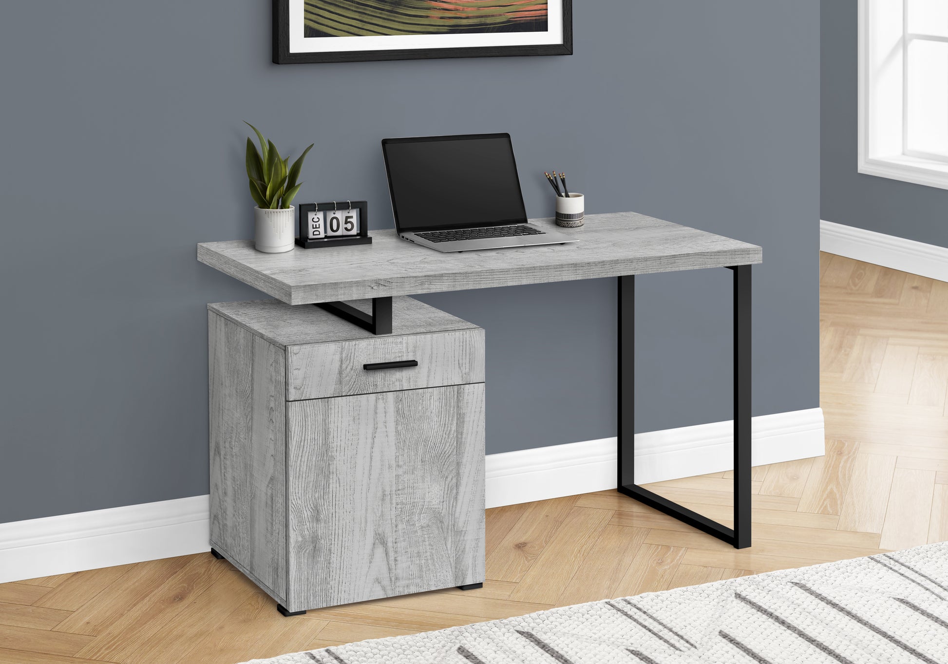 Computer Desk 48" White with Storage Drawer-Computer Desk-DECOROLALA