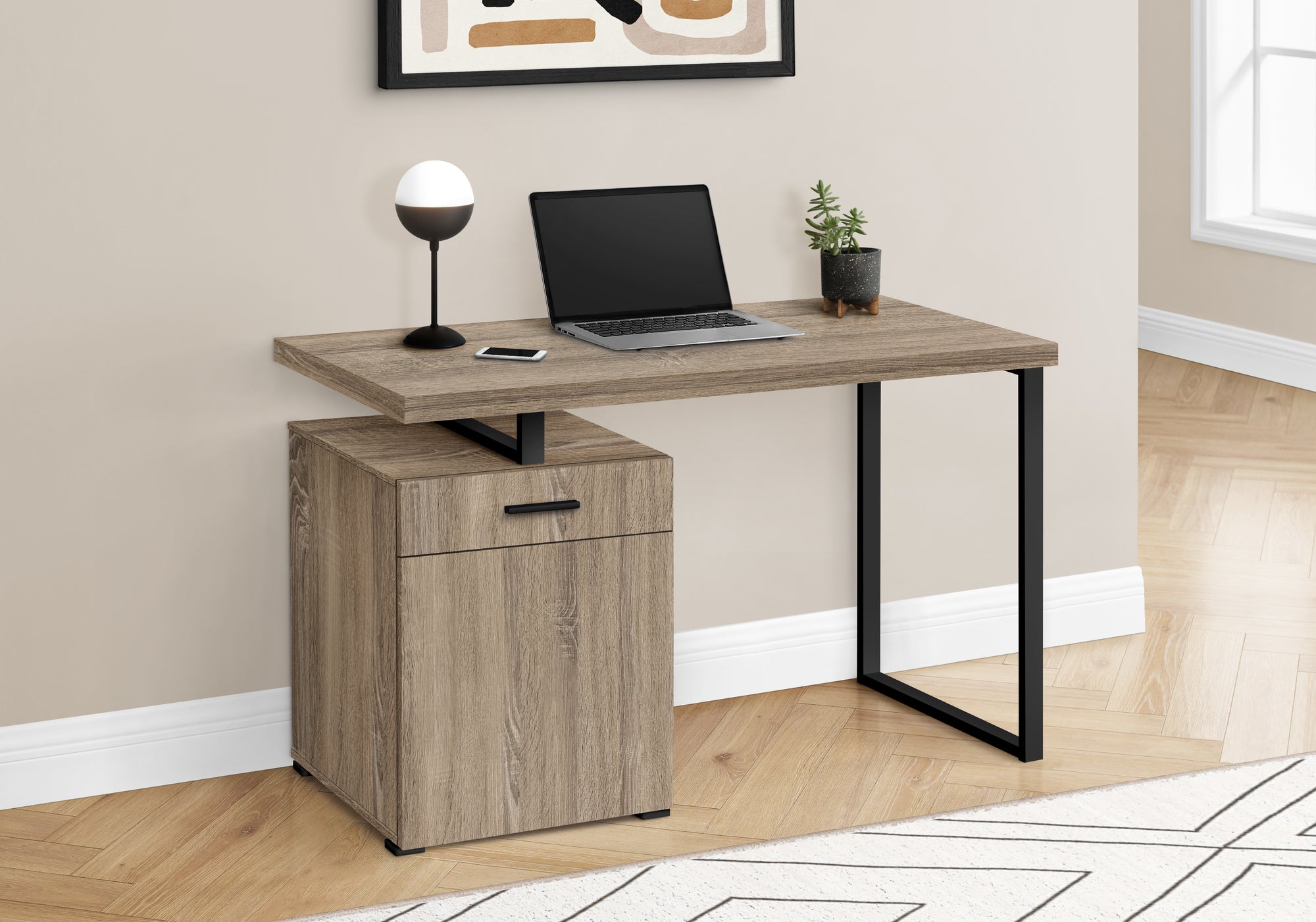 Computer Desk 48" White with Storage Drawer-Computer Desk-DECOROLALA