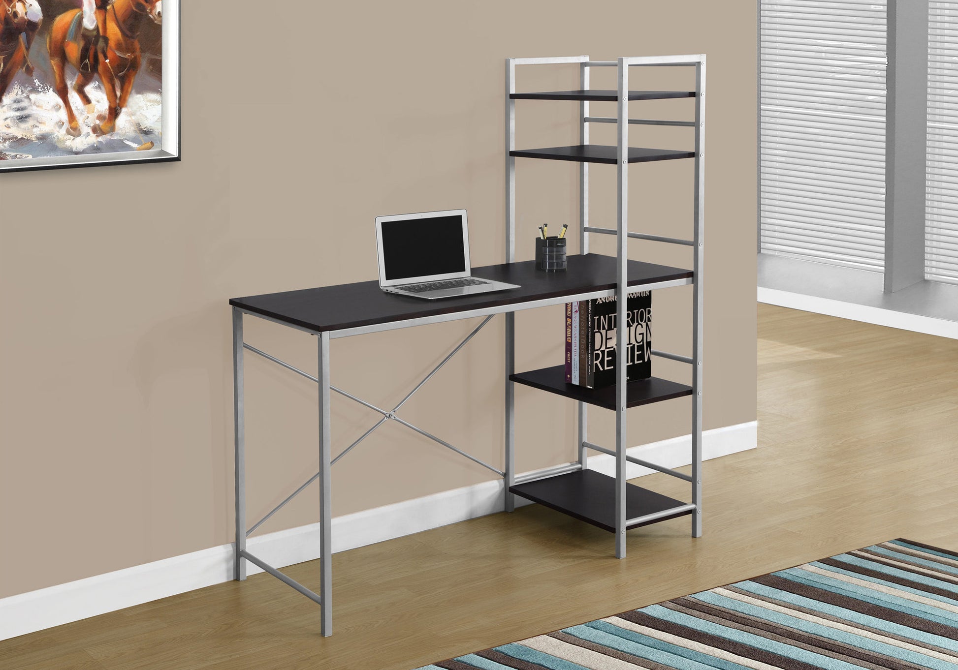 Computer Desk 48" White with Storage Shelves-Office Chair-DECOROLALA