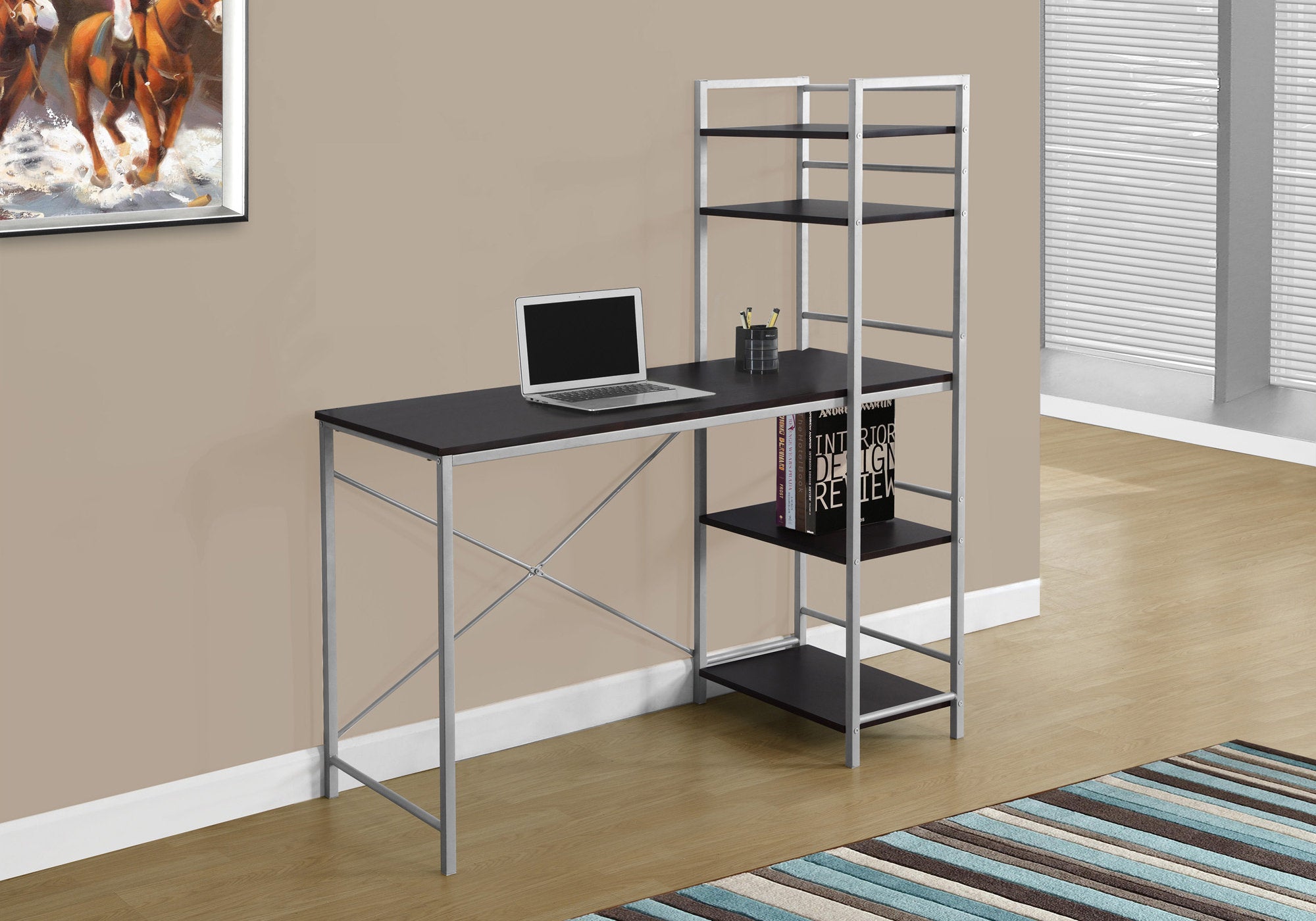 Computer Desk 48" White with Storage Shelves-Office Chair-DECOROLALA