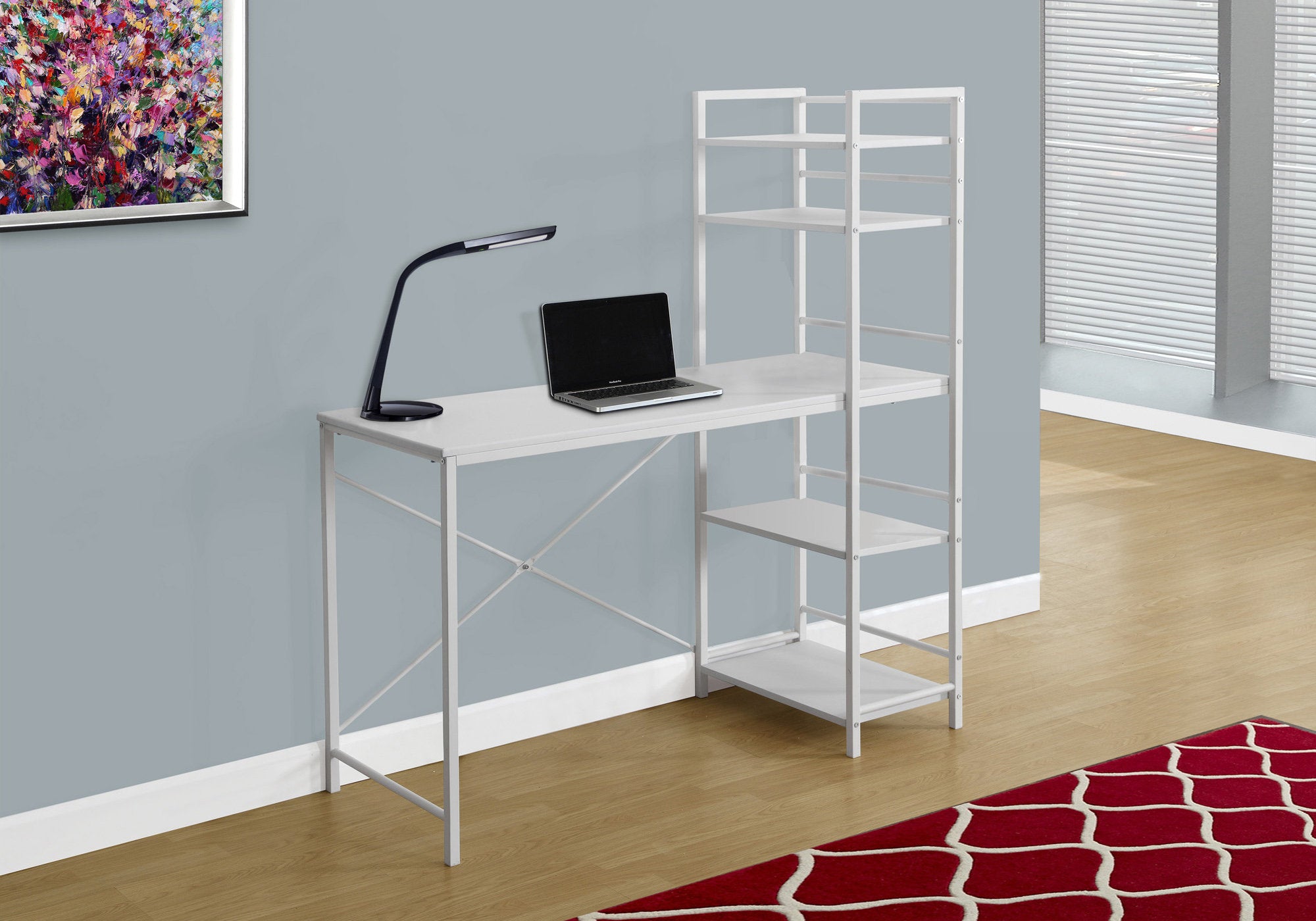 Computer Desk 48" White with Storage Shelves-Office Chair-DECOROLALA