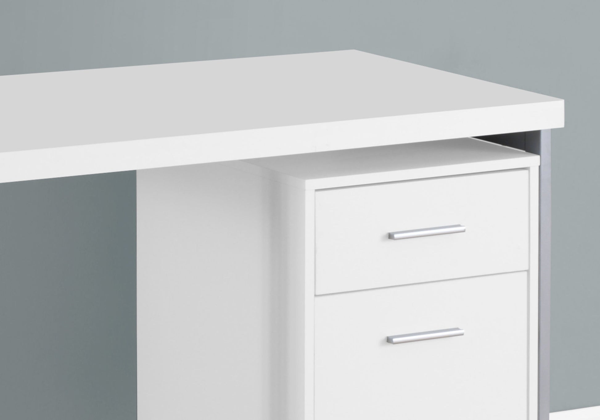 Computer Desk 48" White/Grey Metal with Storage-Computer Desk-DECOROLALA