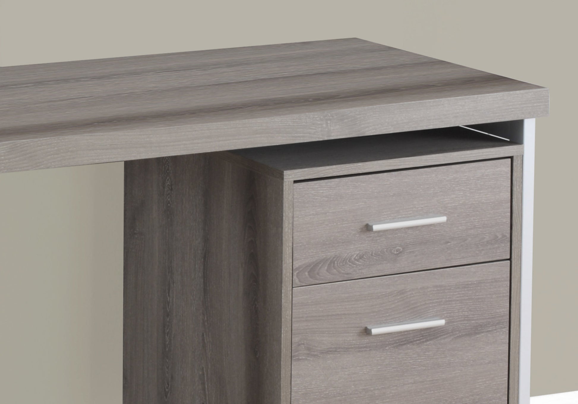 Computer Desk 48" White/Grey Metal with Storage-Computer Desk-DECOROLALA