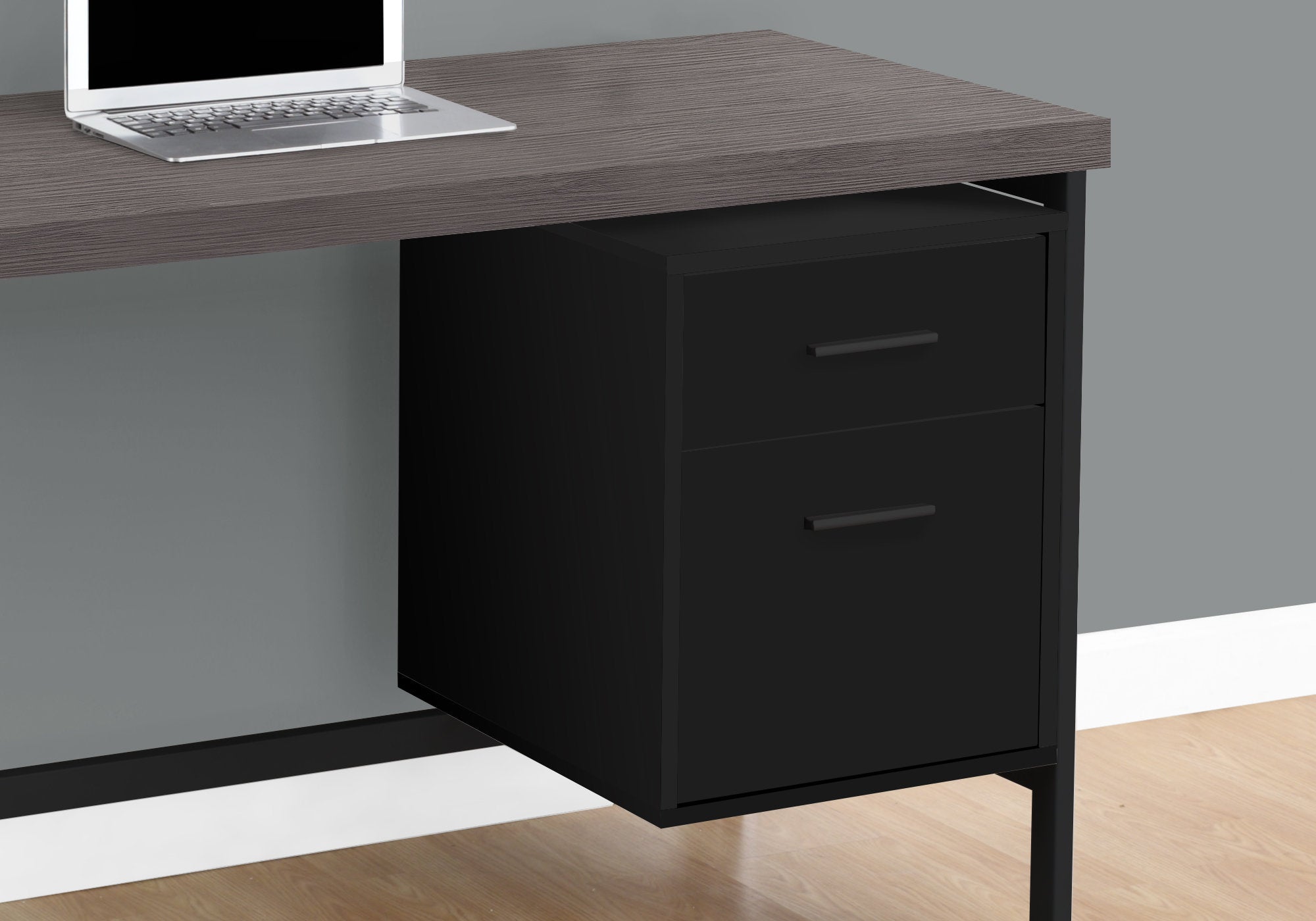 Computer Desk 48" White/Grey Metal with Storage-Computer Desk-DECOROLALA
