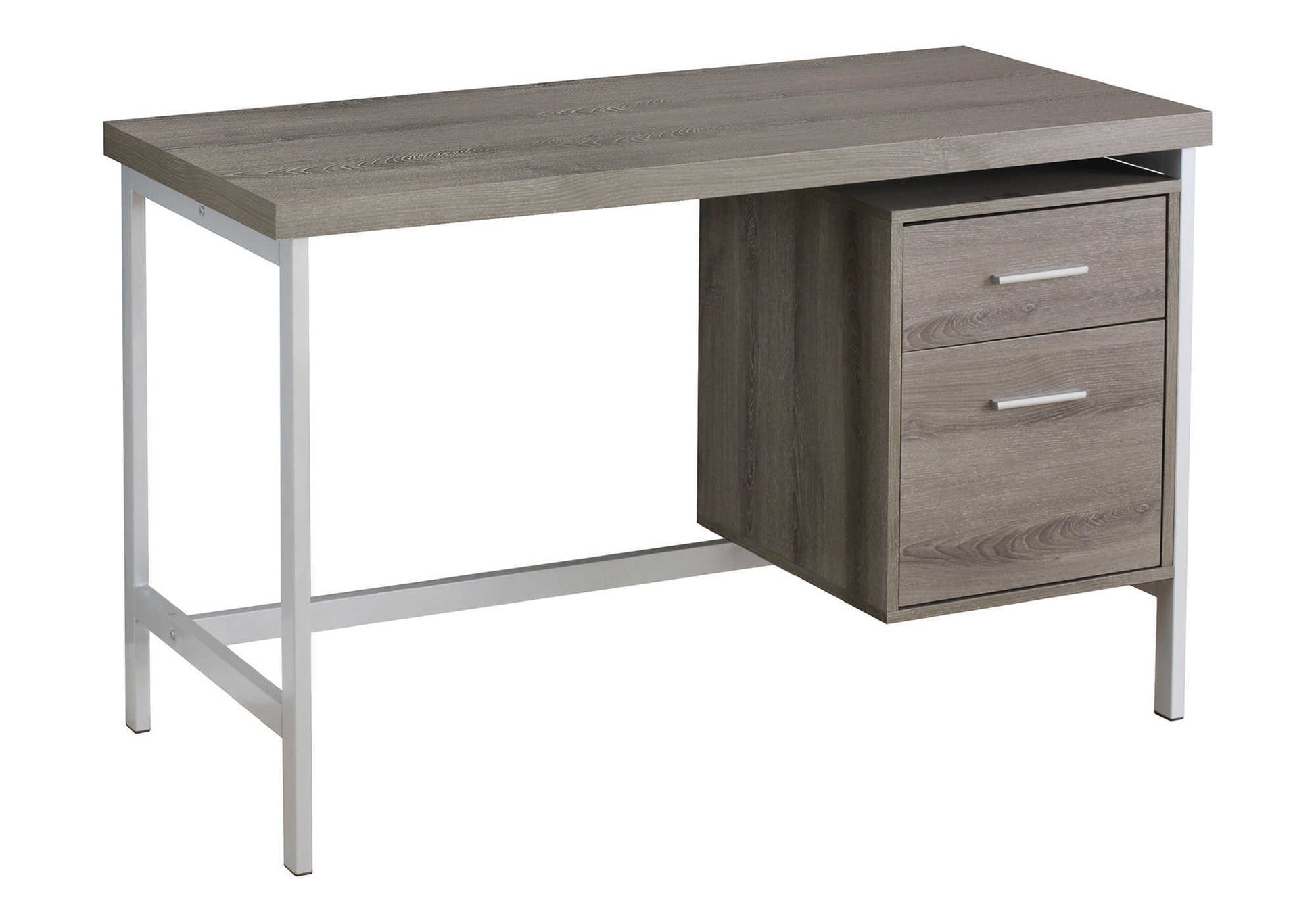 Computer Desk 48" White/Grey Metal with Storage-Computer Desk-DECOROLALA