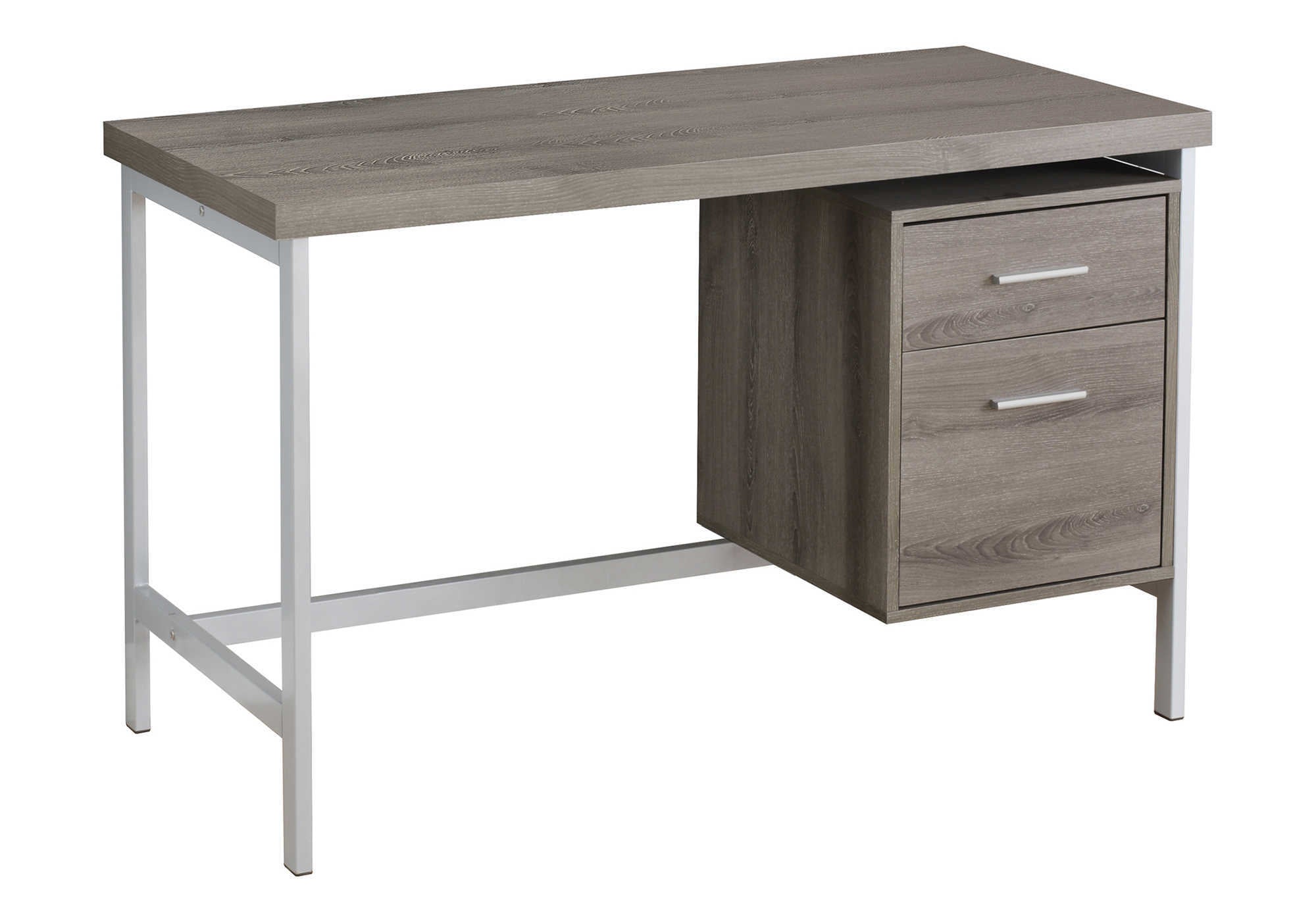 Computer Desk 48" White/Grey Metal with Storage-Computer Desk-DECOROLALA