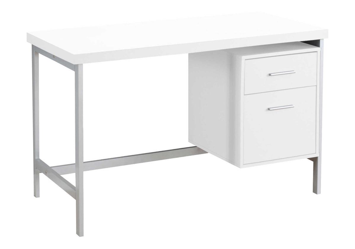 Computer Desk 48" White/Grey Metal with Storage-Computer Desks-DECOROLALA