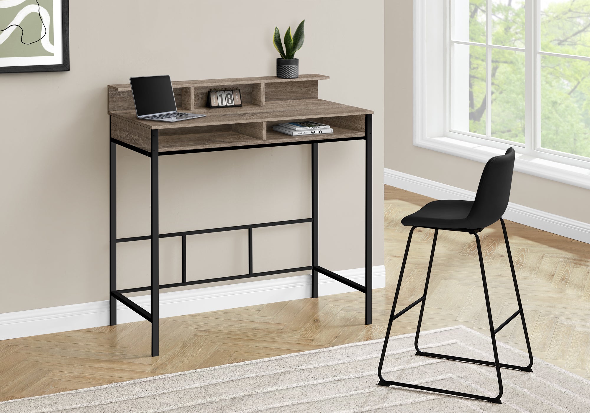 Computer Desk - 48"L / Black / Black Standing Height-Computer Desk-DECOROLALA