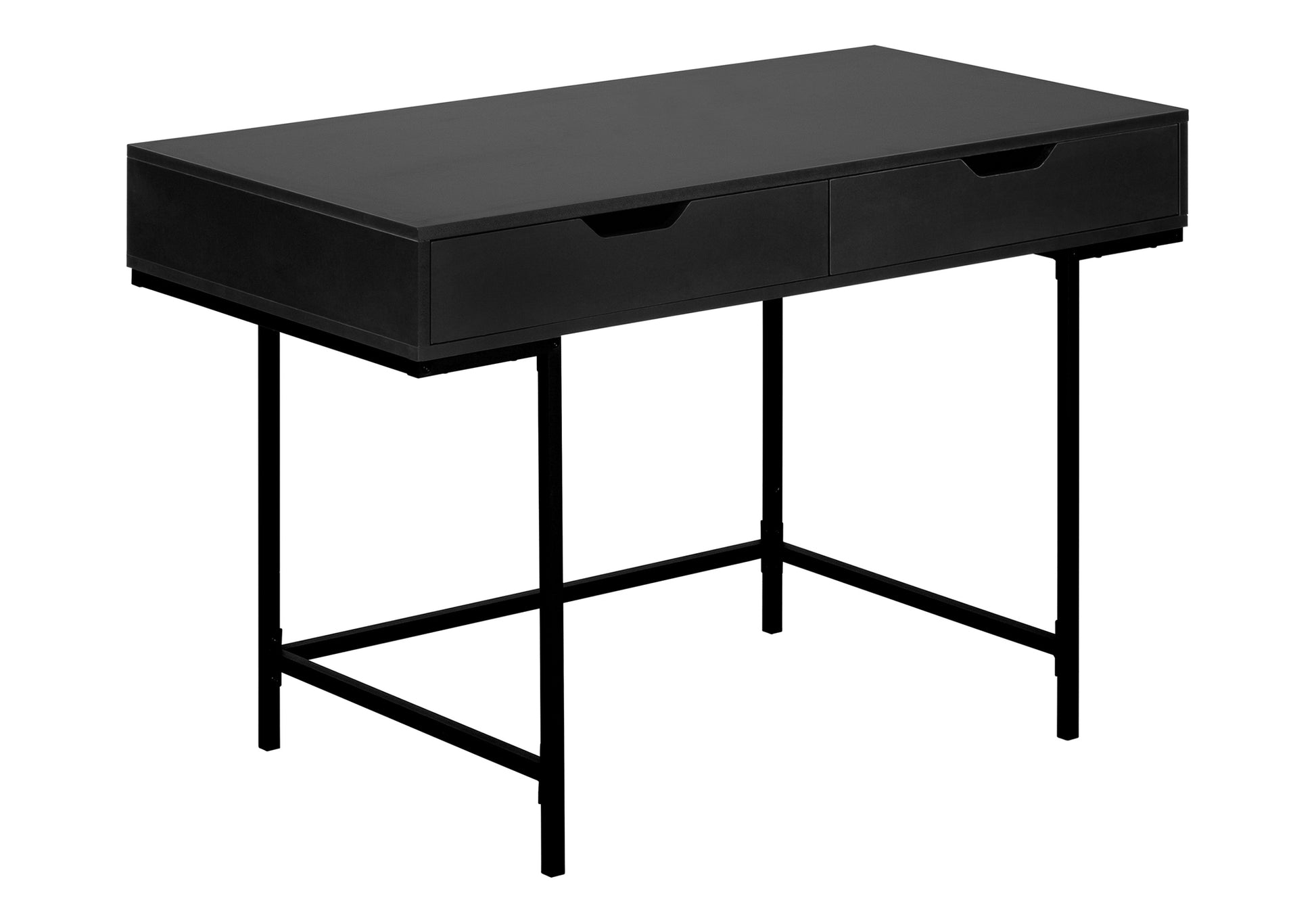 Computer Desk - 48"L / Black Marble-Look / Black Metal-Computer Desk-DECOROLALA