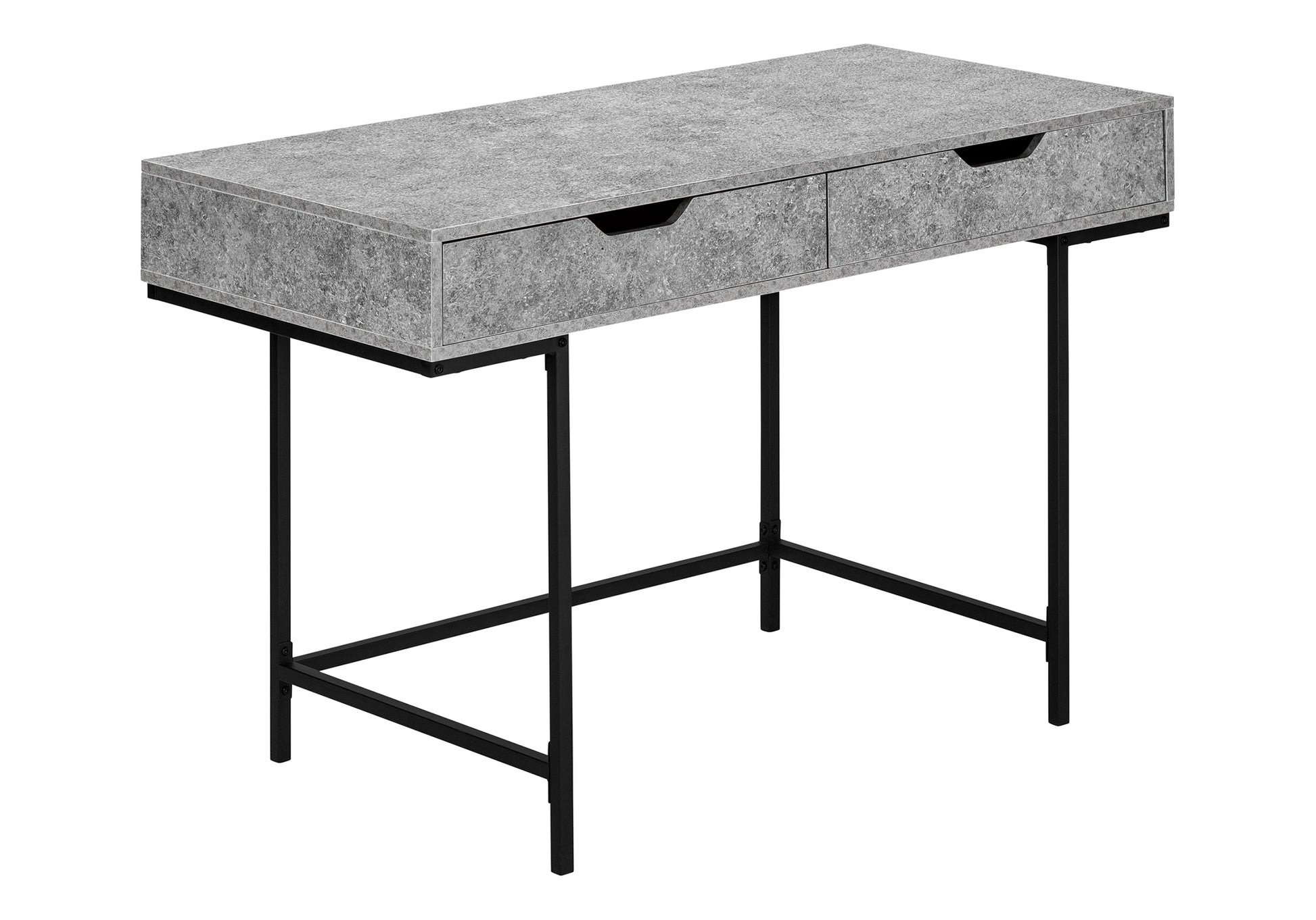 Computer Desk - 48"L / Black Marble-Look / Black Metal-Computer Desk-DECOROLALA