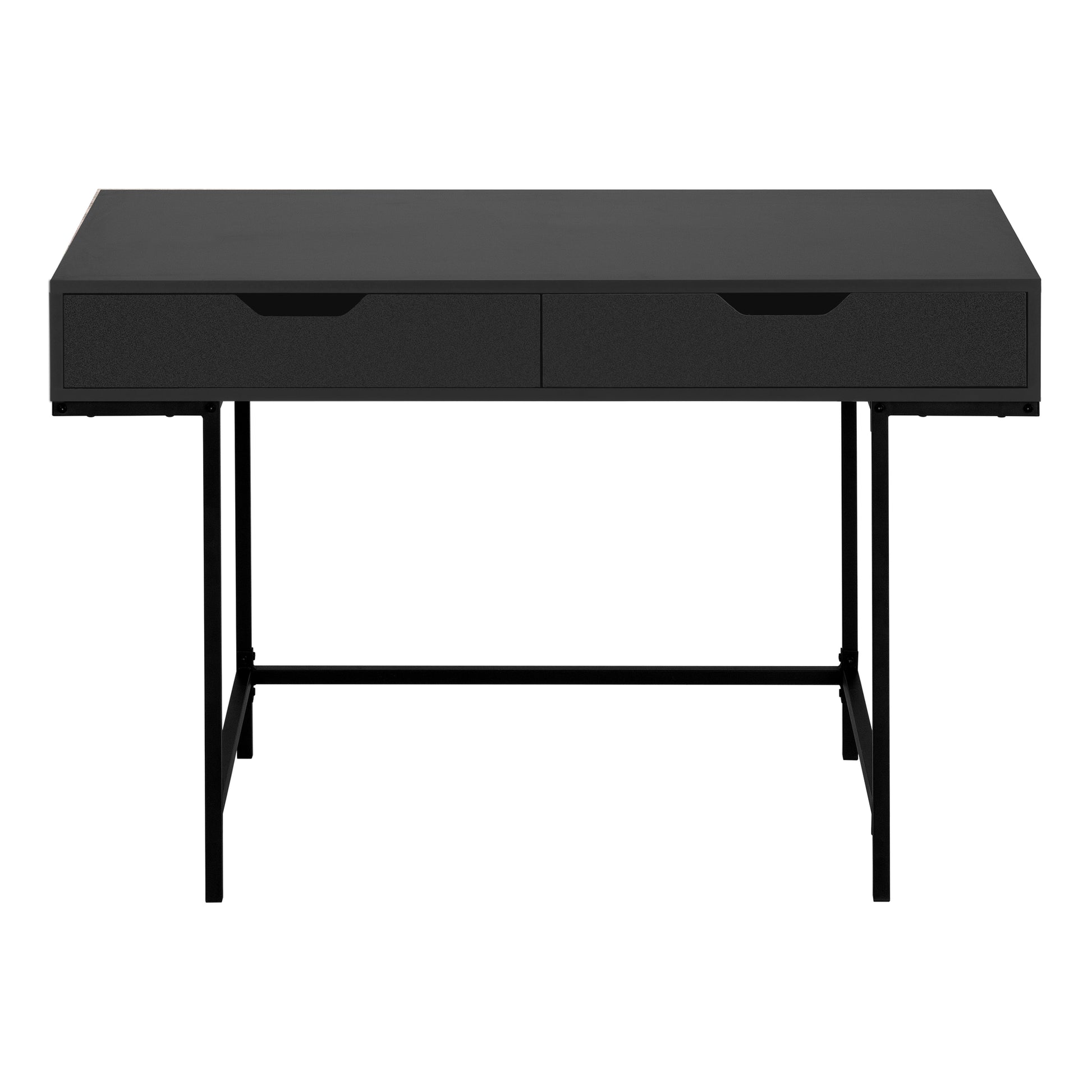 Computer Desk - 48"L / Black Marble-Look / Black Metal-Computer Desk-DECOROLALA