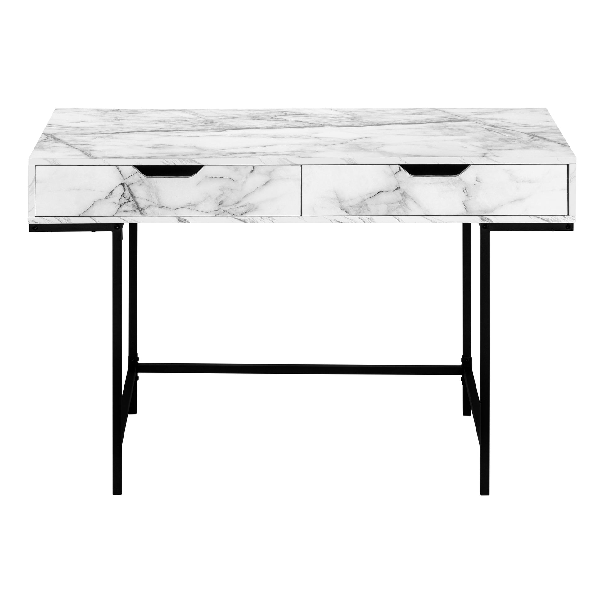 Computer Desk - 48"L / Black Marble-Look / Black Metal-Computer Desk-DECOROLALA