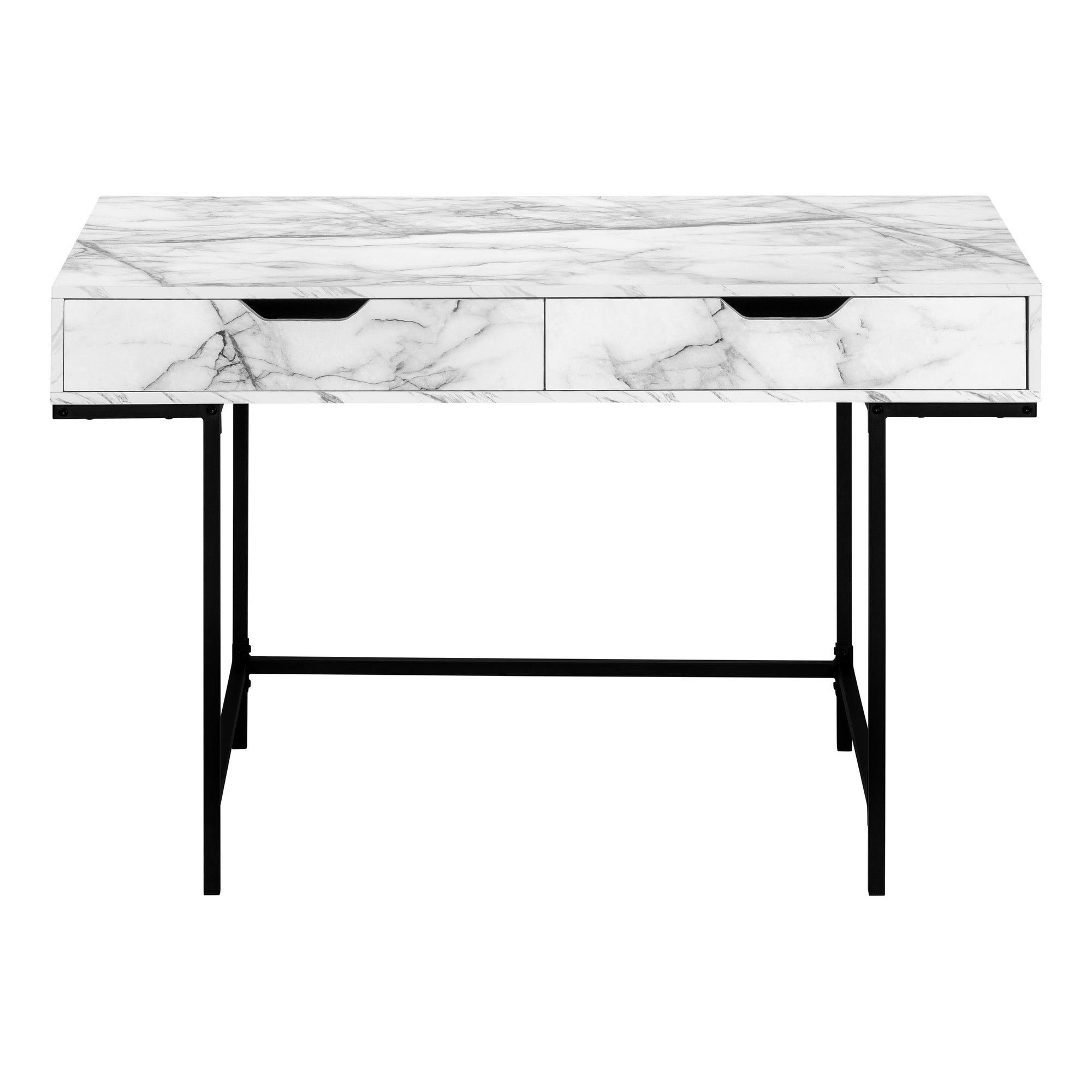 Computer Desk - 48"L / Black Marble-Look / Black Metal-Computer Desk-DECOROLALA