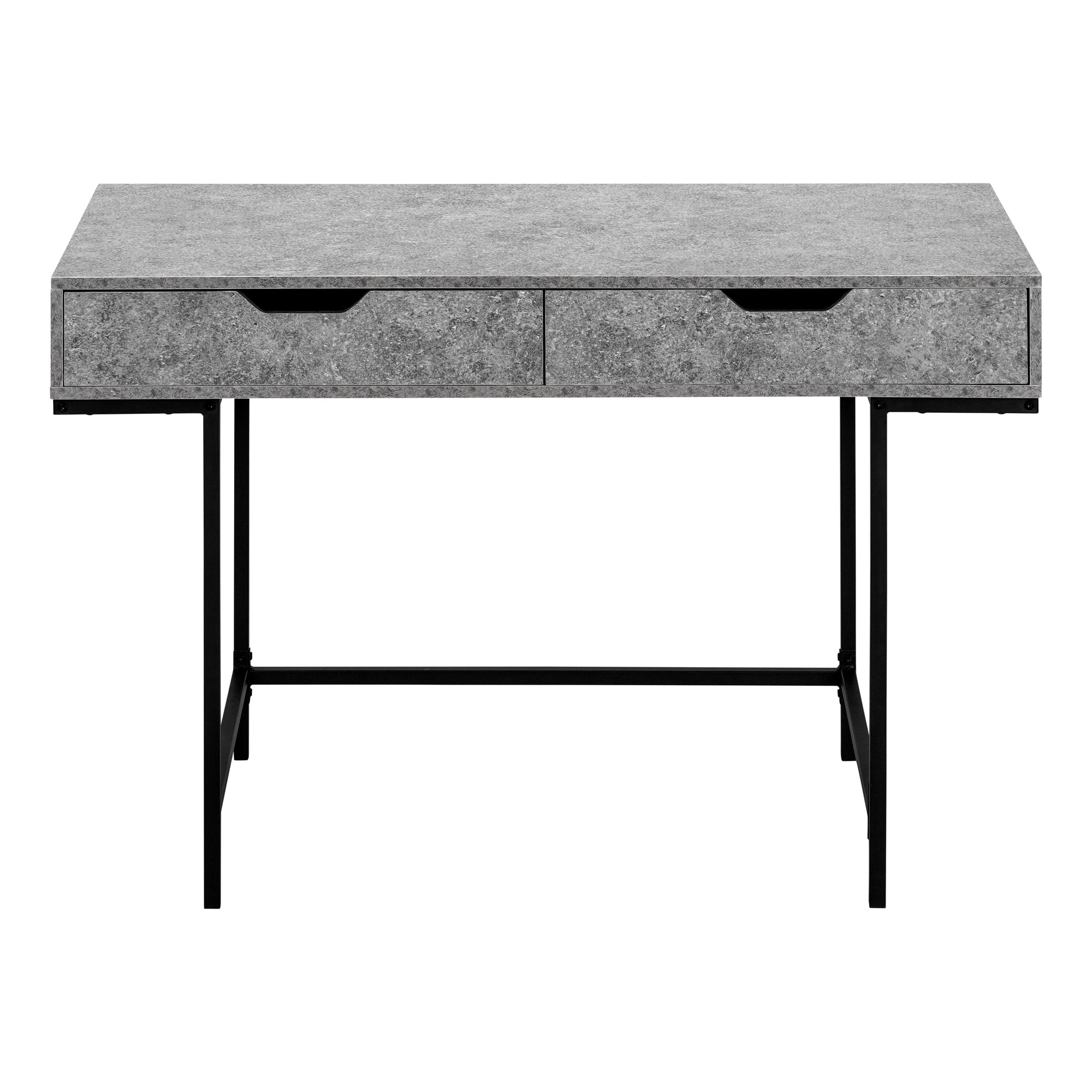 Computer Desk - 48"L / Black Marble-Look / Black Metal-Computer Desk-DECOROLALA