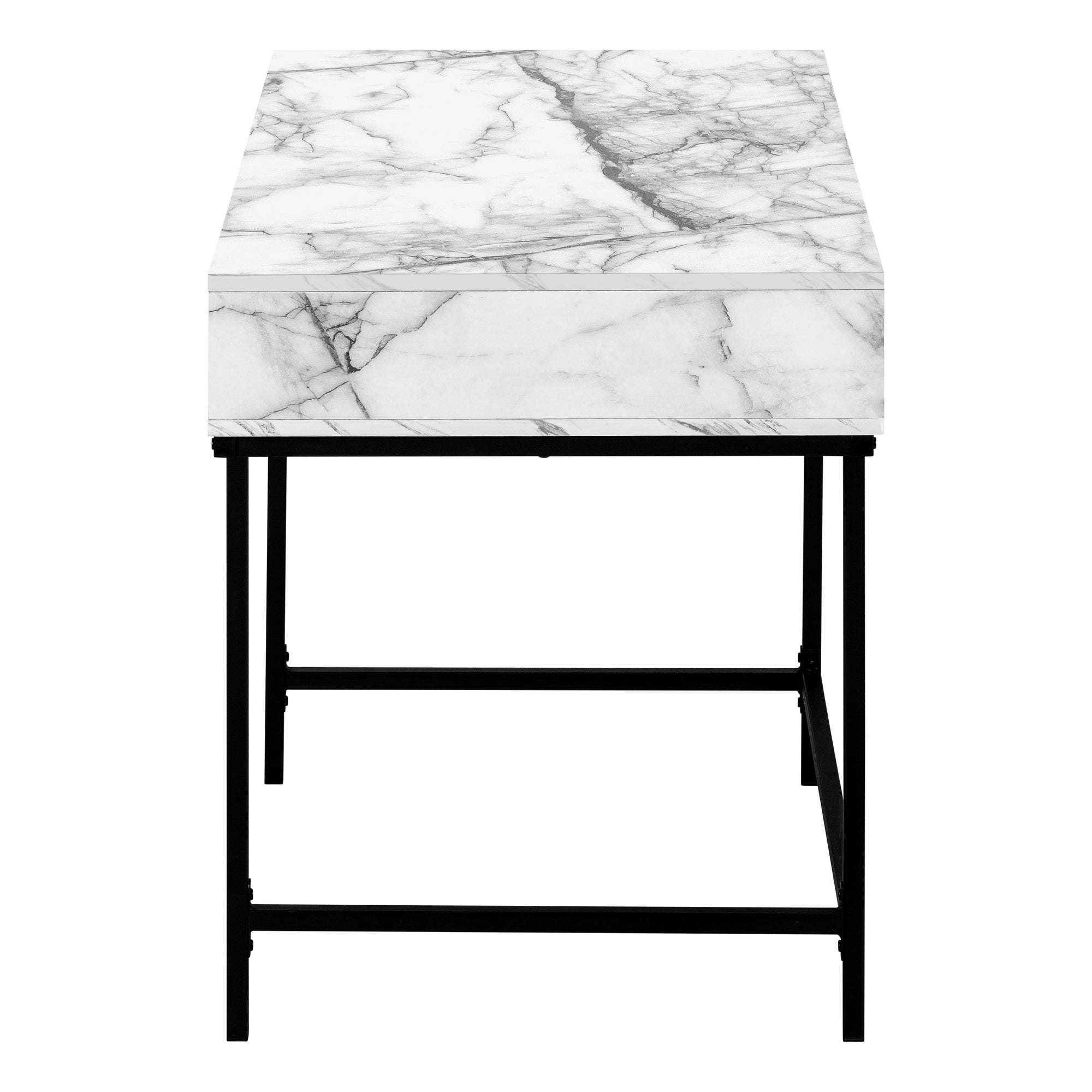 Computer Desk - 48"L / Black Marble-Look / Black Metal-Computer Desk-DECOROLALA