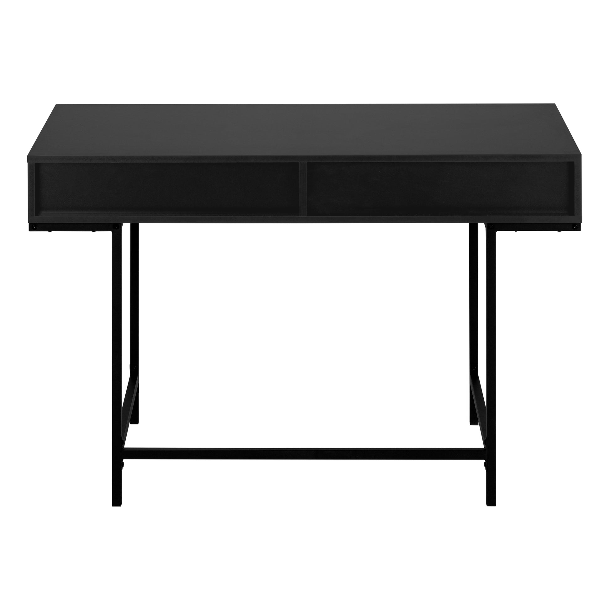 Computer Desk - 48"L / Black Marble-Look / Black Metal-Computer Desk-DECOROLALA