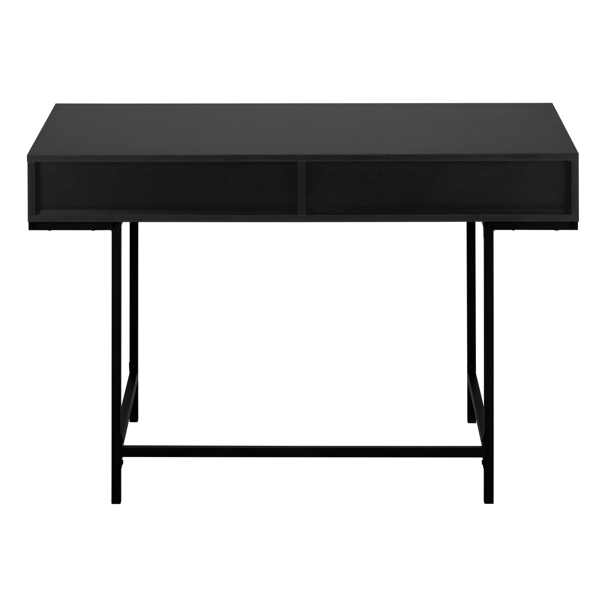 Computer Desk - 48"L / Black Marble-Look / Black Metal-Computer Desk-DECOROLALA