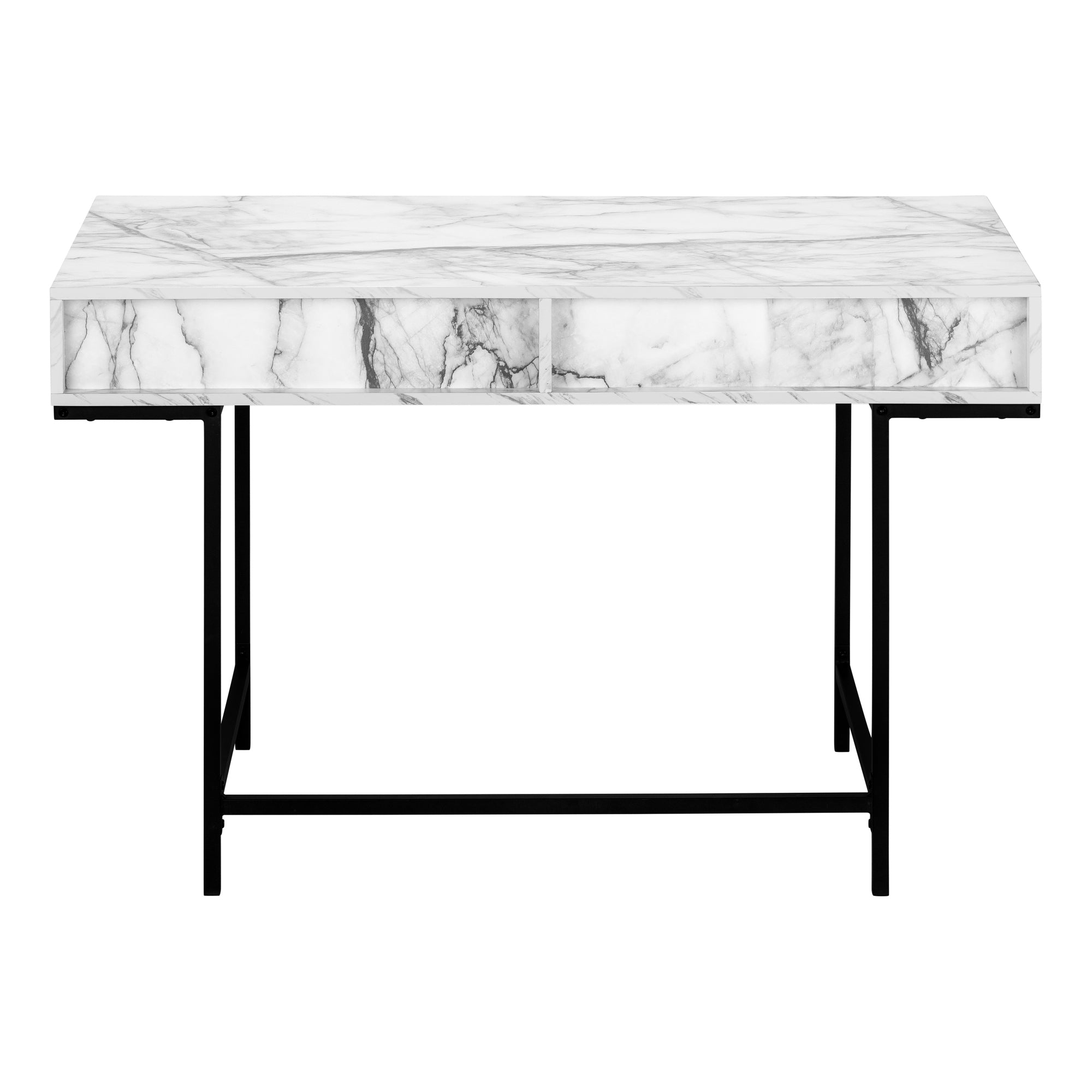 Computer Desk - 48"L / Black Marble-Look / Black Metal-Computer Desk-DECOROLALA